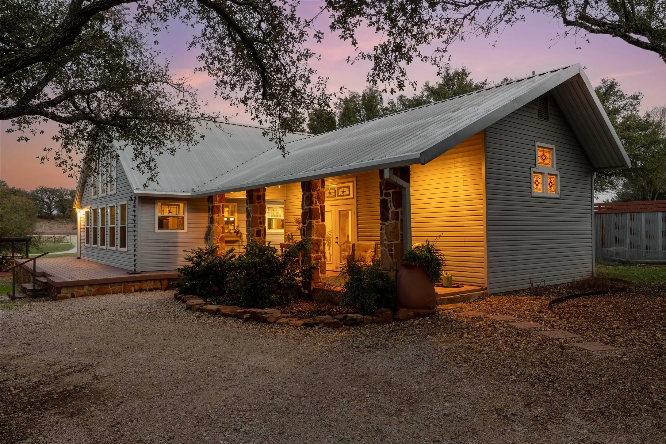 View of front of house featuring a metal roof