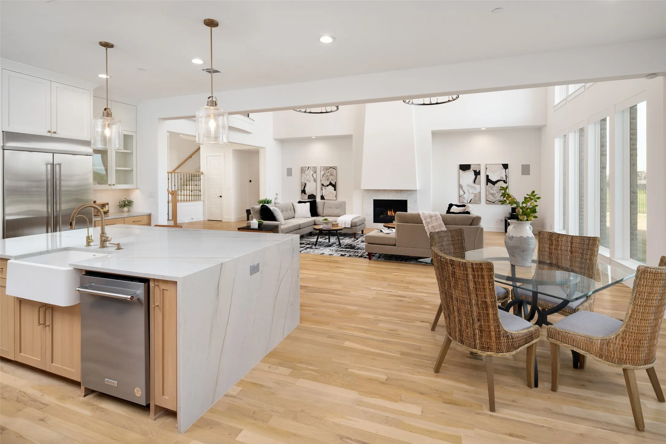 Breakfast nook area highlighted by 16ft sliding panels that lead to patio