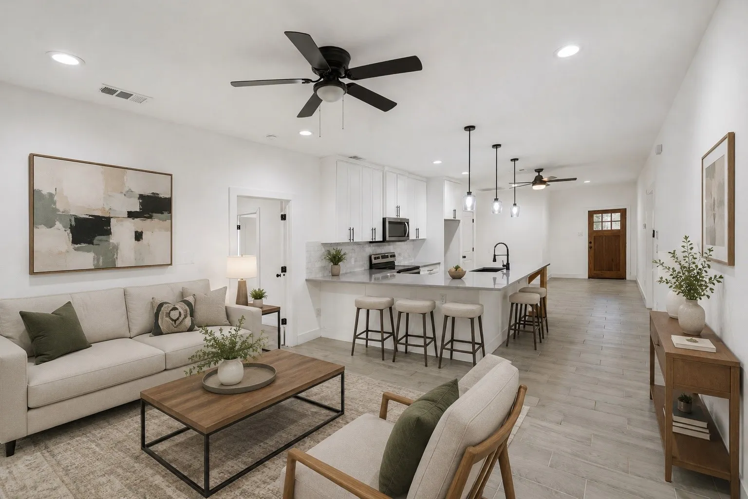 Living room virtually staged