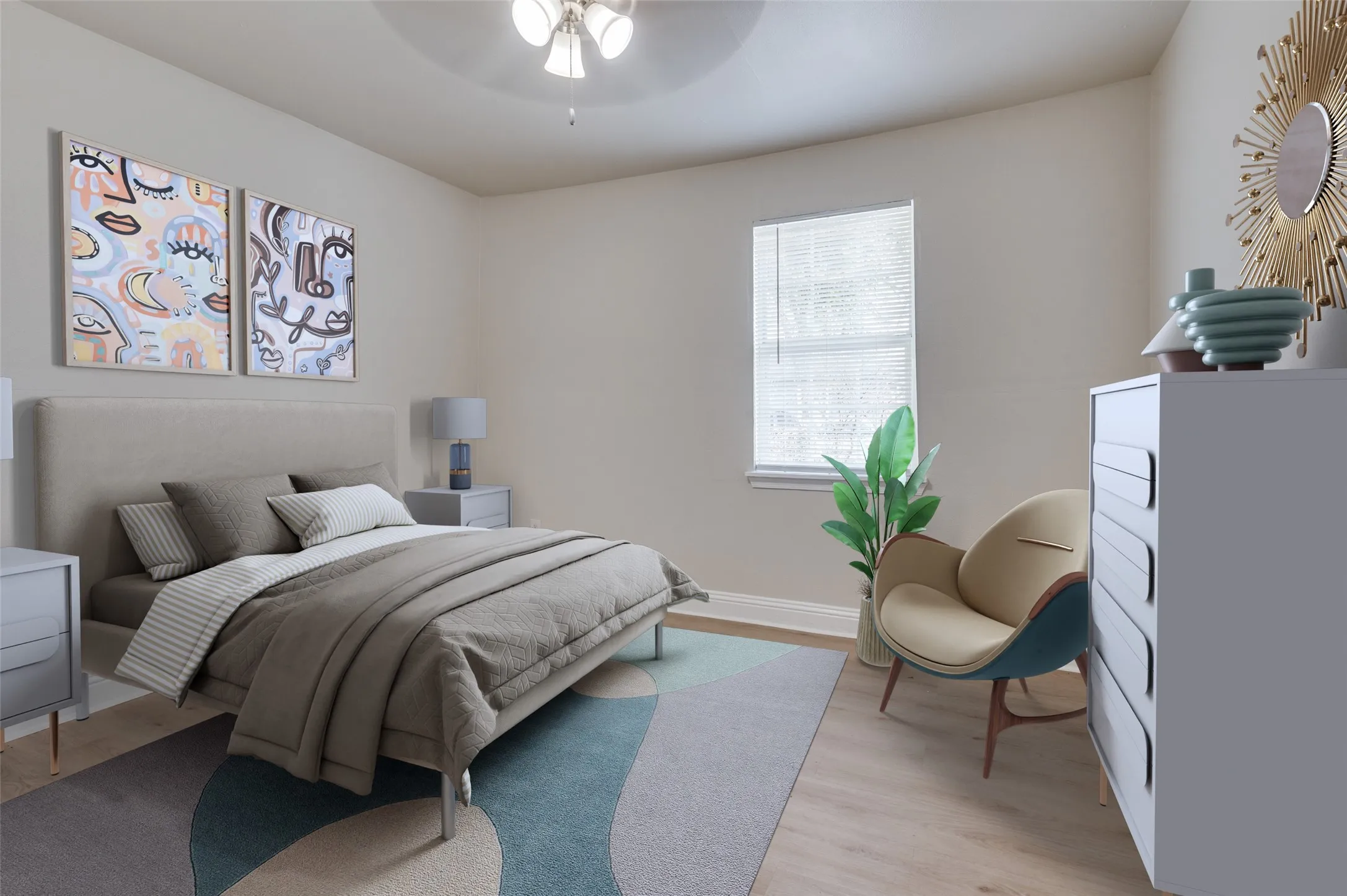 Virtually staged bedroom