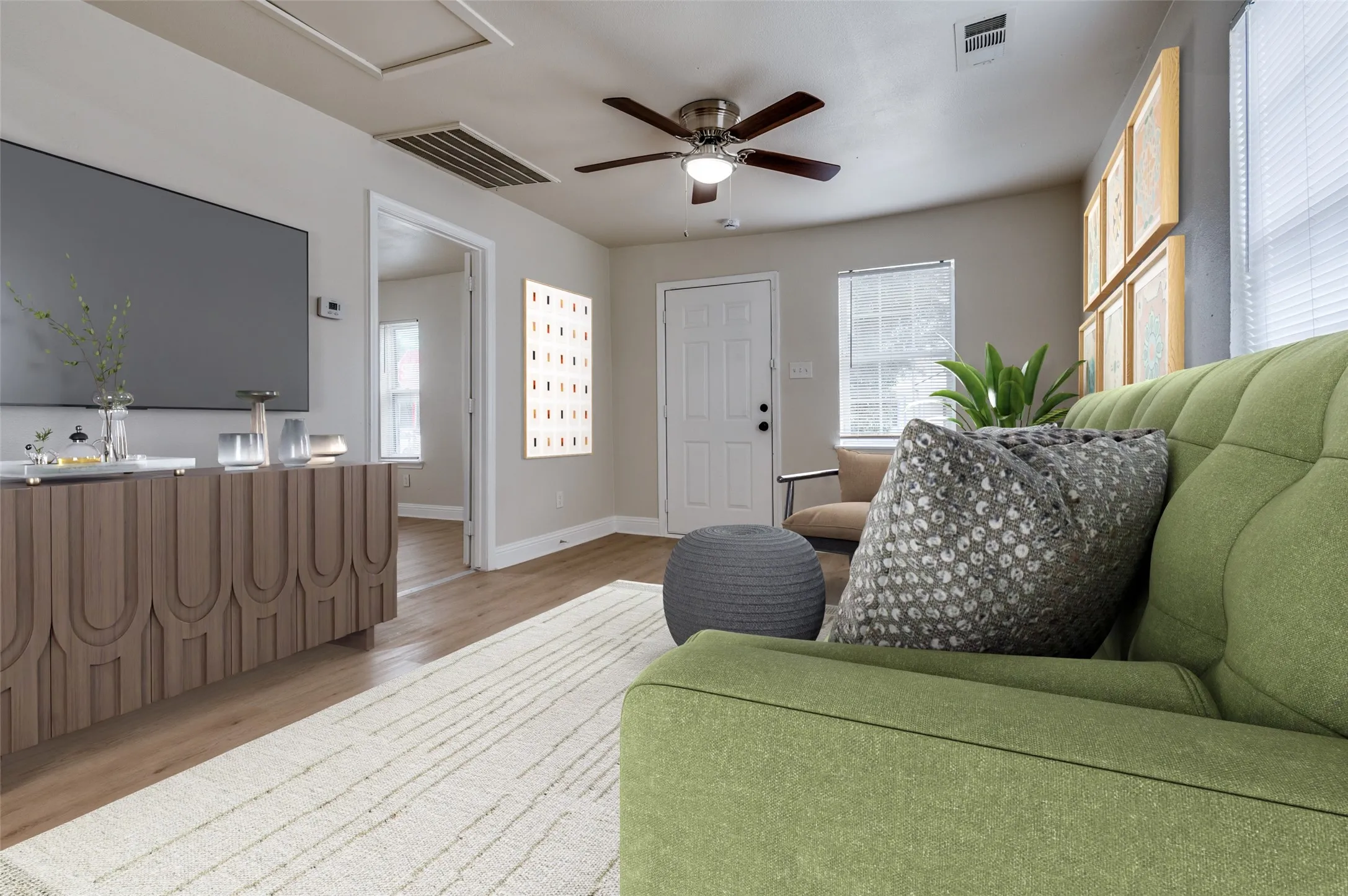 Virtually staged living room