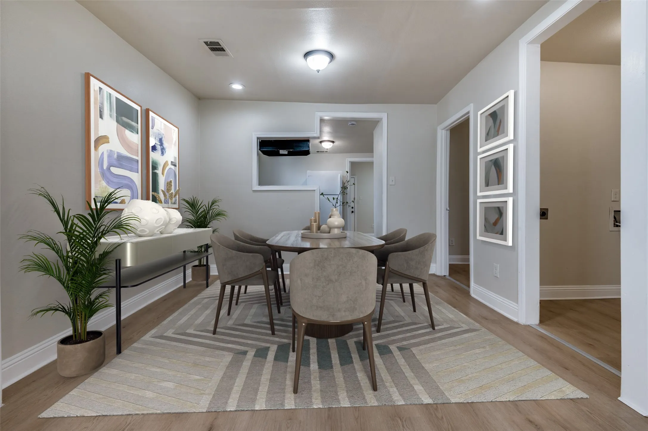 Virtually staged dining area