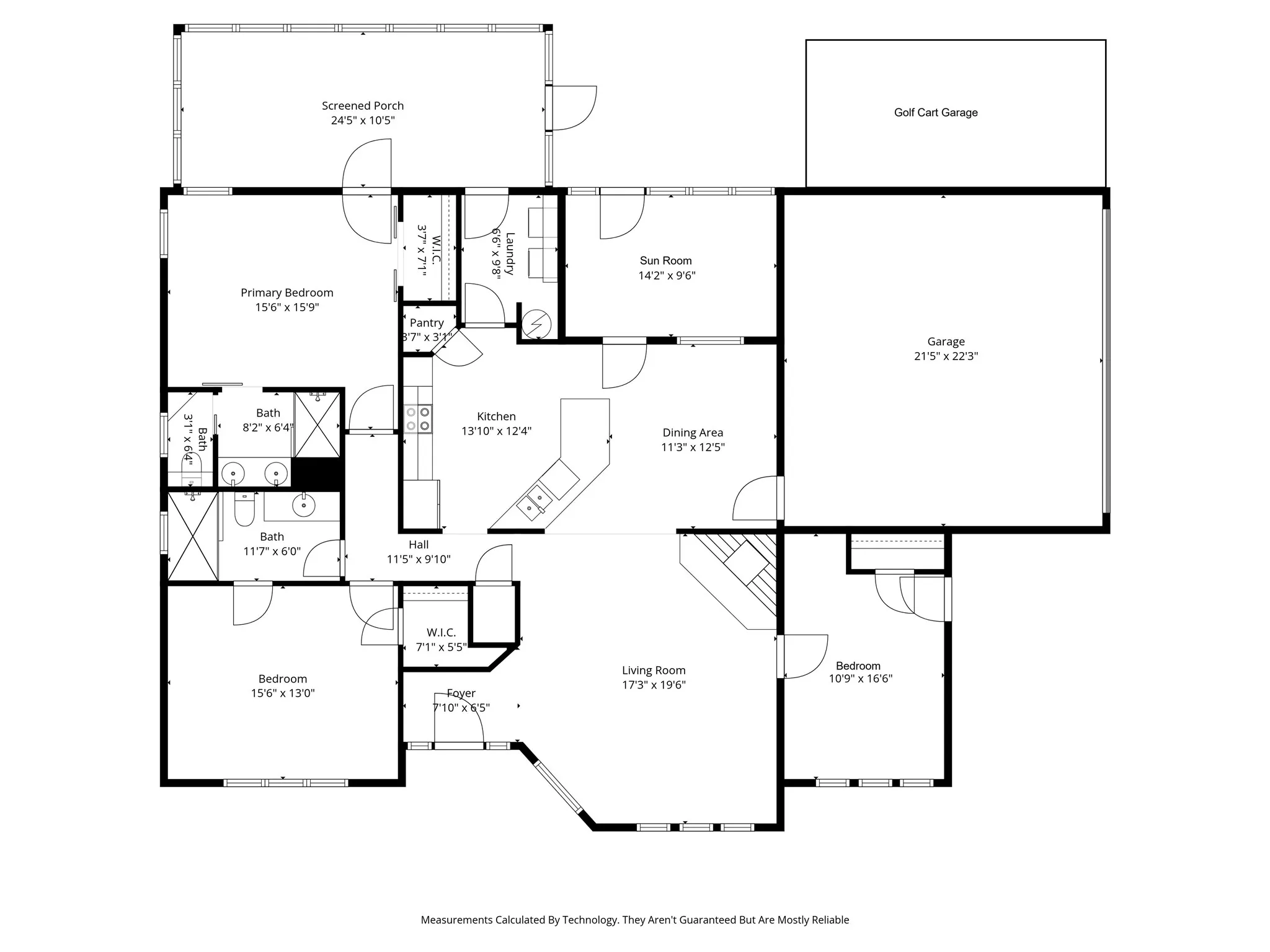 2-D Floor Plan with Room Sizes