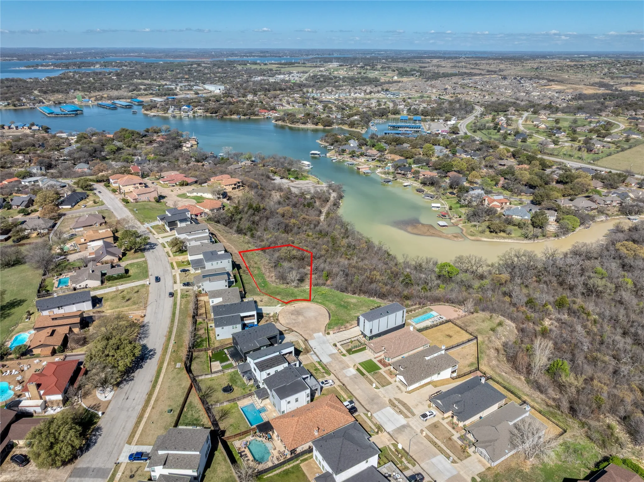 Aerial views of the water.