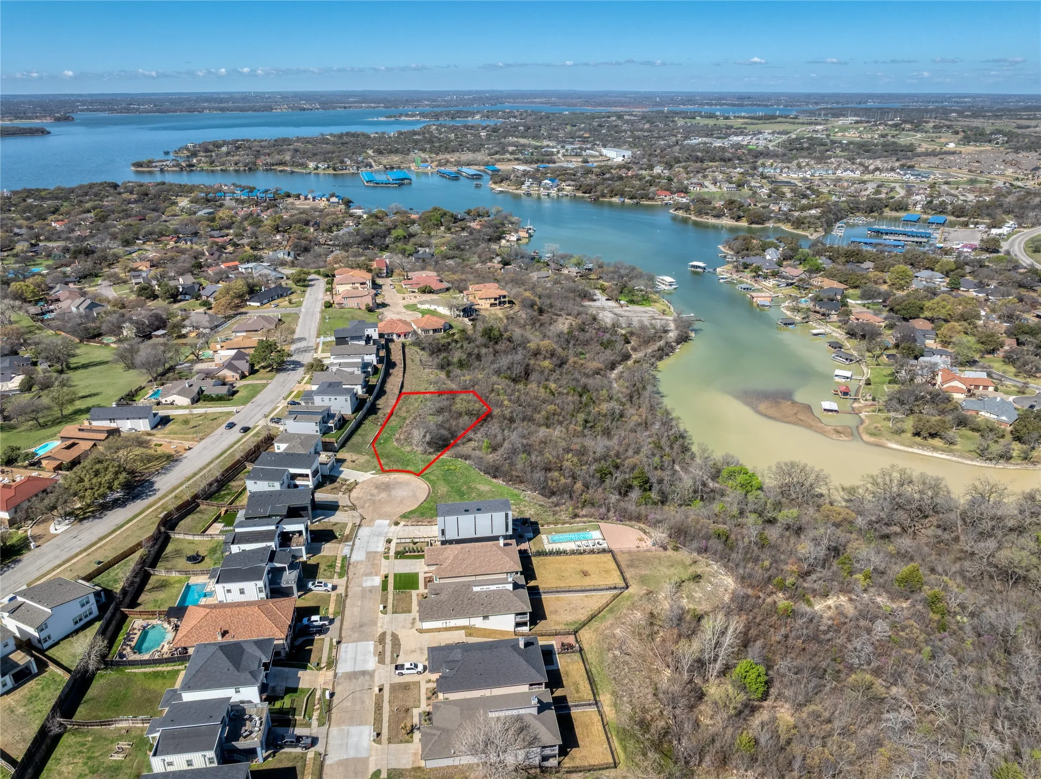 Aerial views of the water.