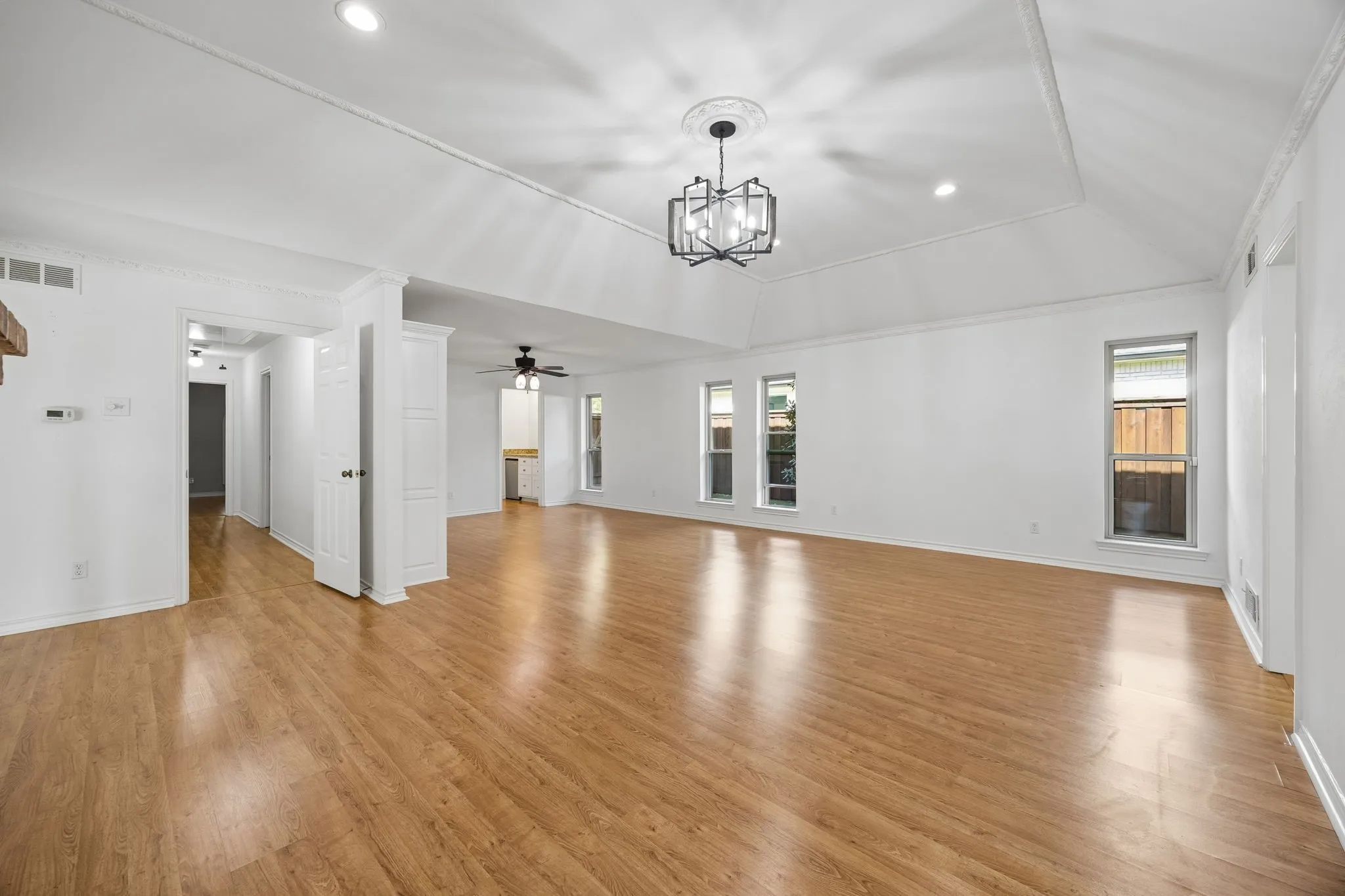 Huge primary bedroom with coffee bar in back corner