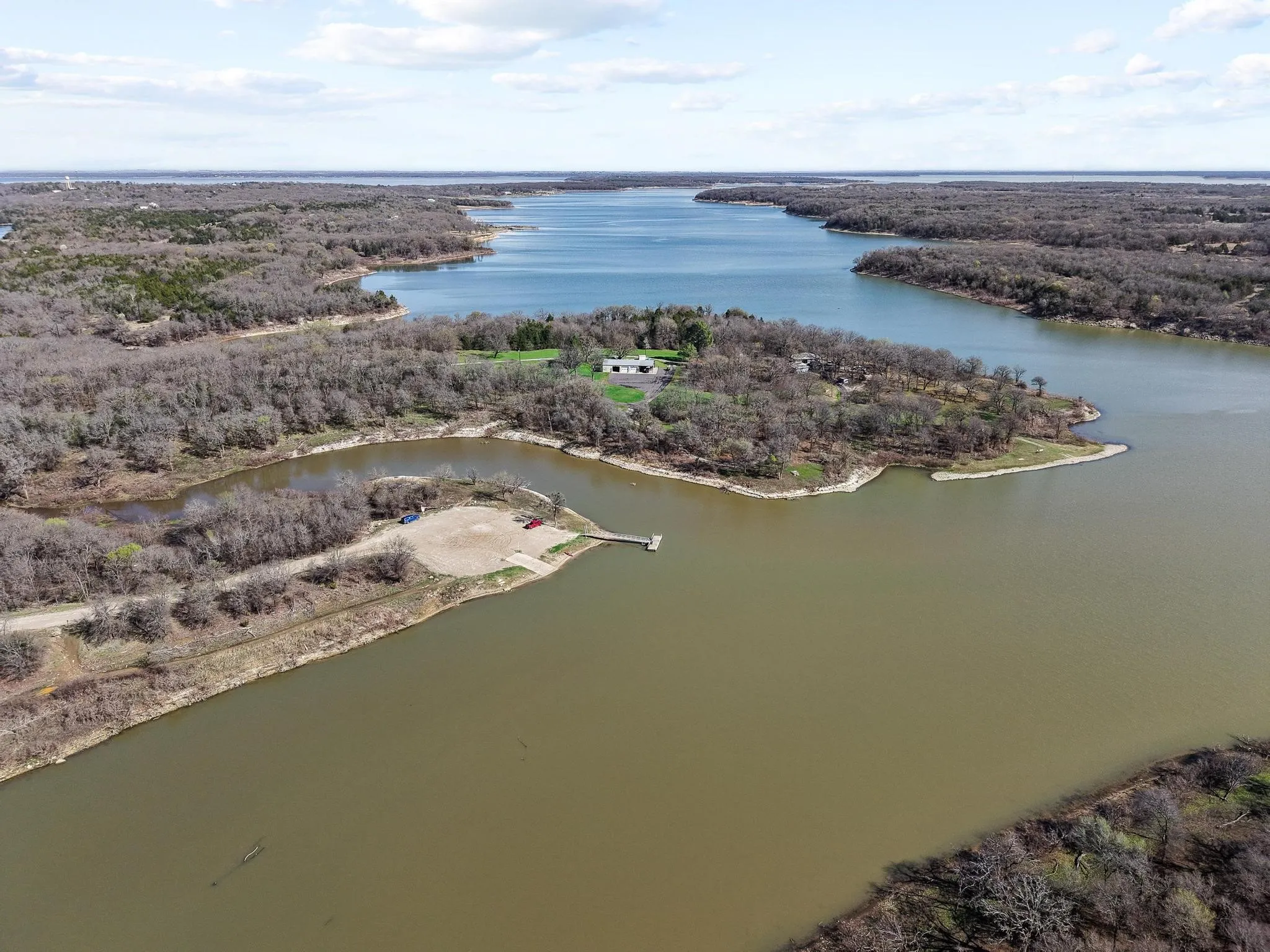 Bird's eye view of a large body of water