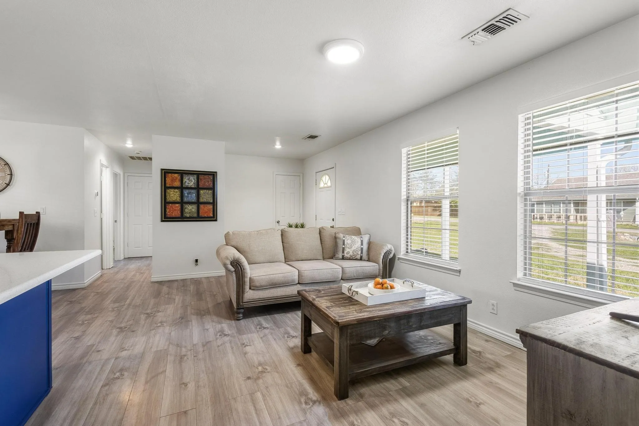 Living room featuring light wood-type flooring