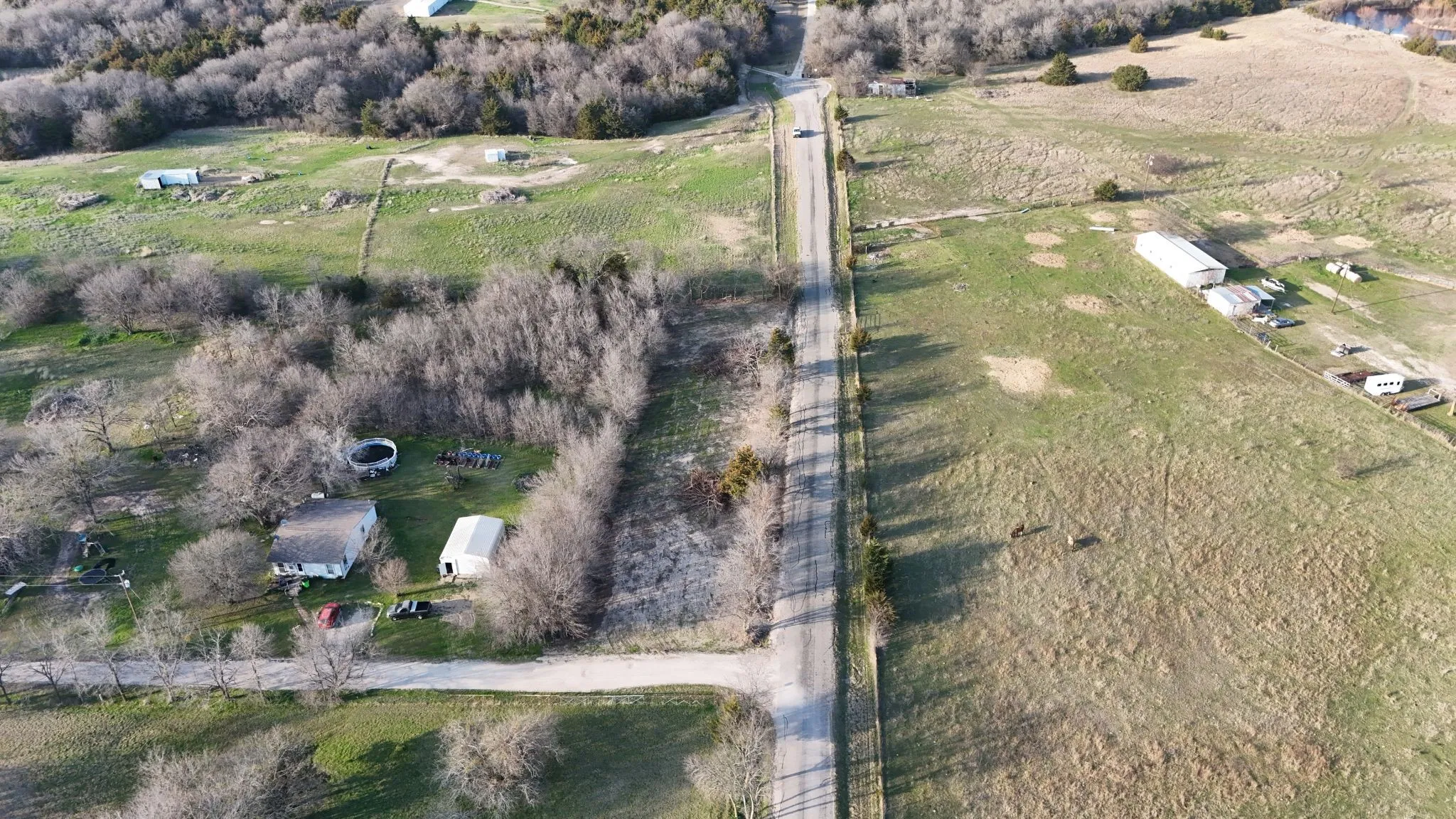 Aerial view of sparsely populated area