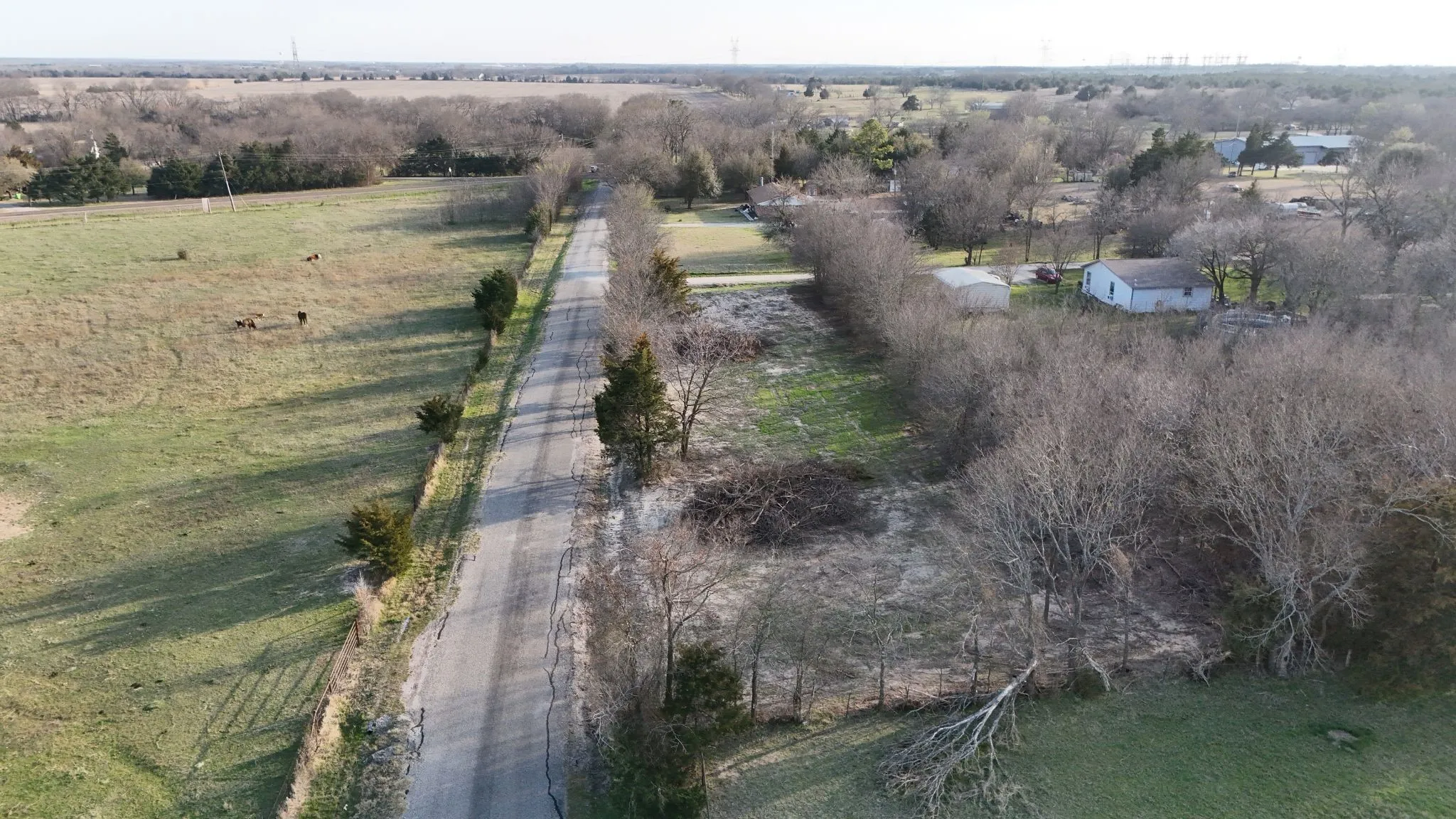 Aerial view of sparsely populated area