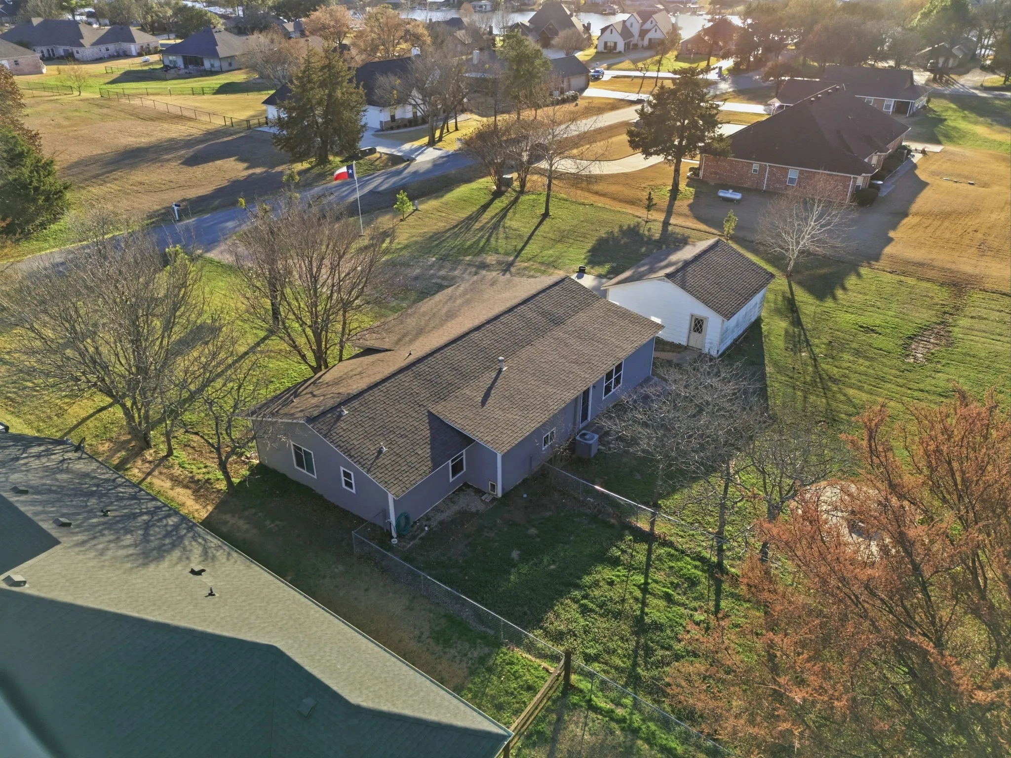 Aerial perspective of suburban area
