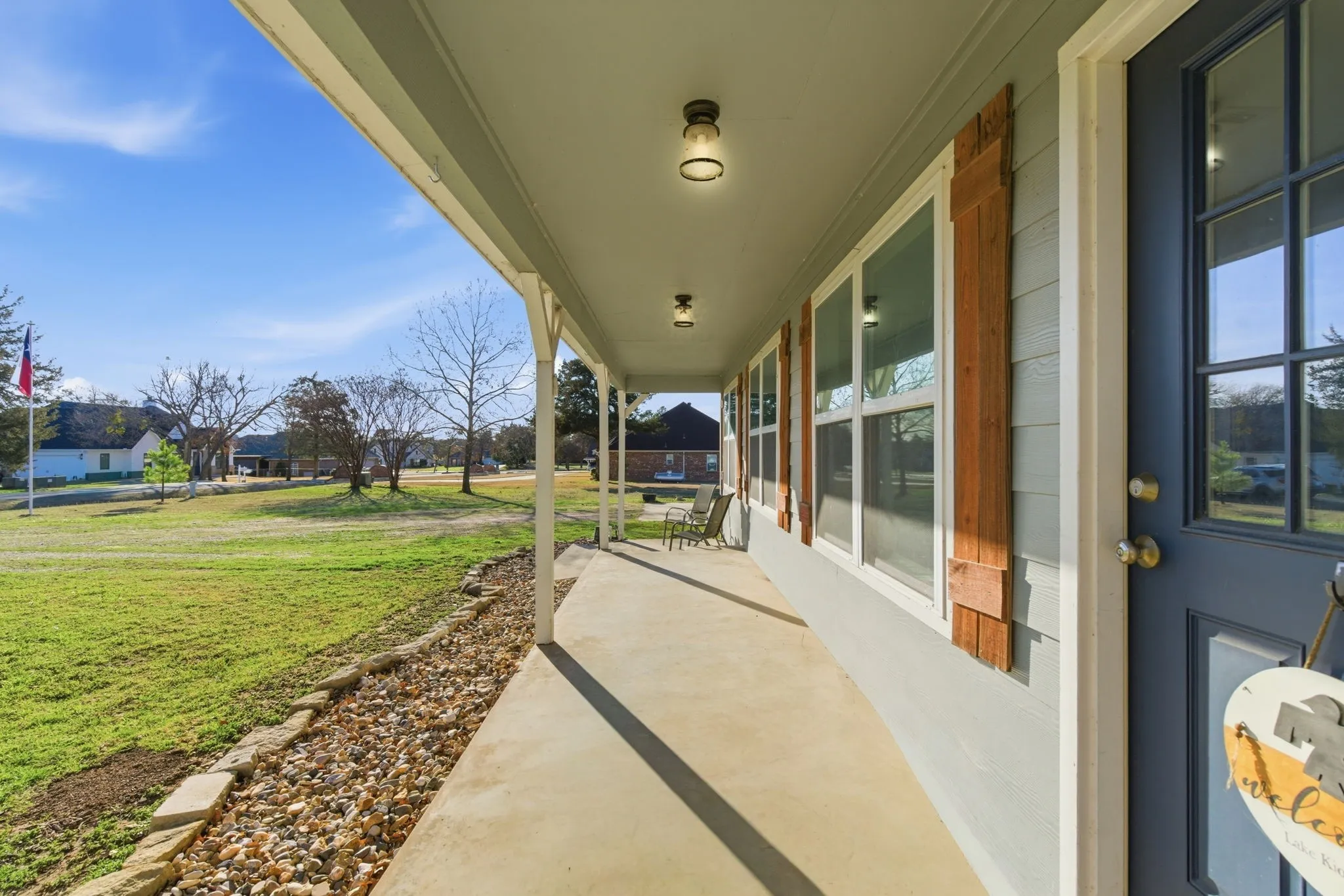 Porch with a yard