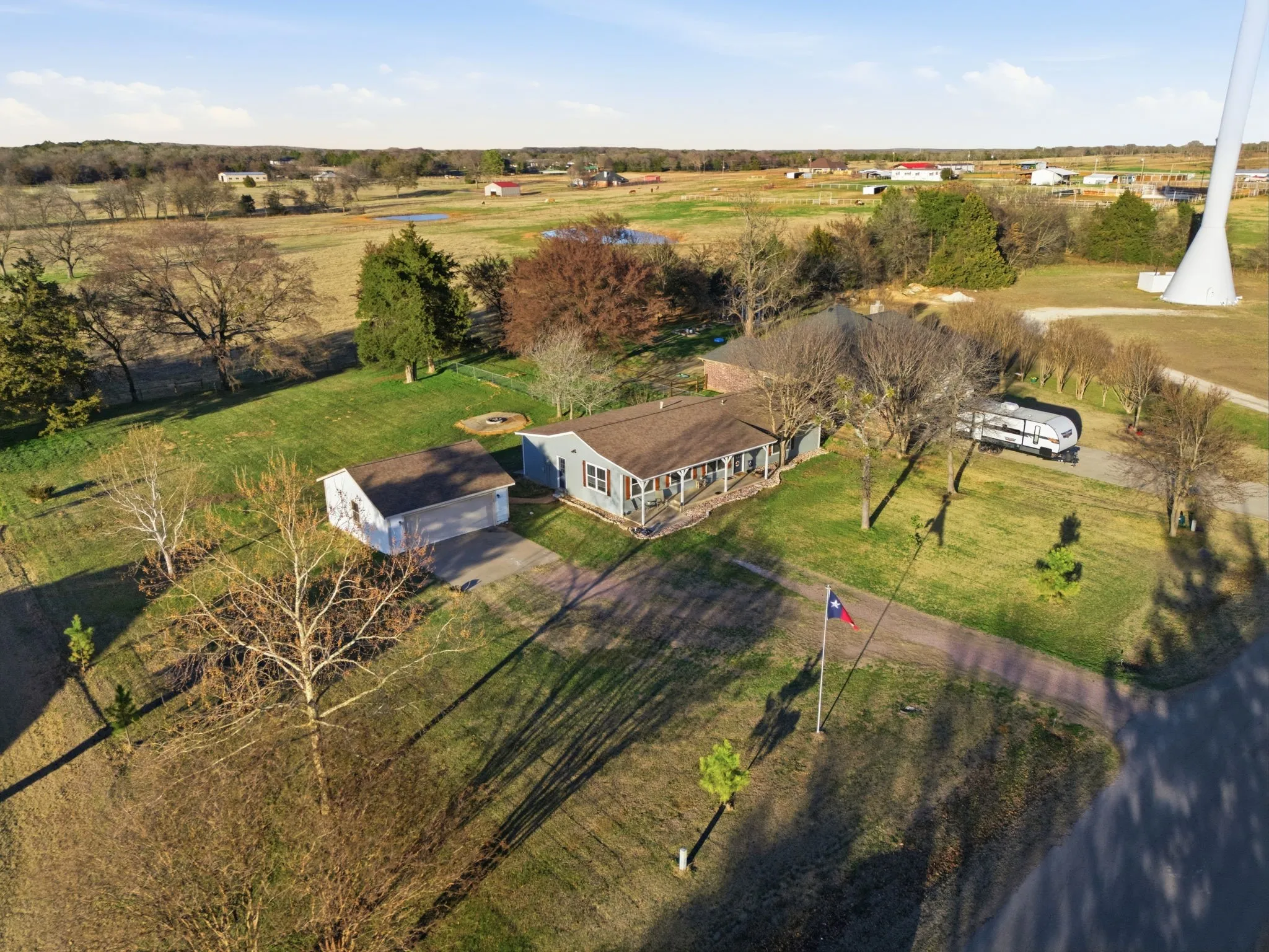 Aerial view of sparsely populated area
