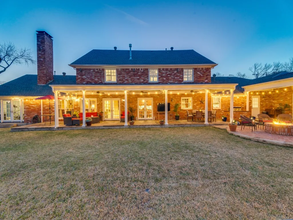 Lovely rear elevation of the home at sunset.
