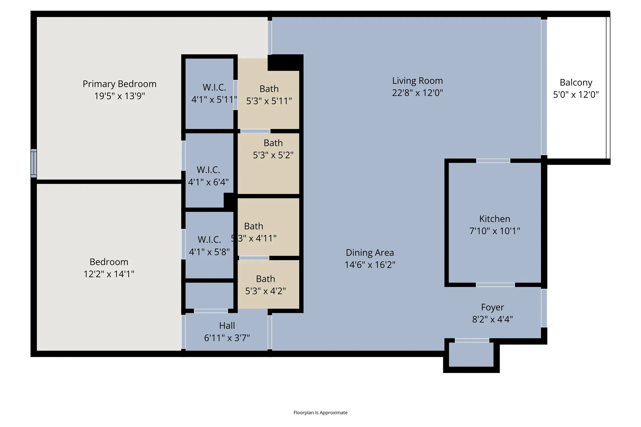 Open concept floor plan with 2 split primary bedrooms.