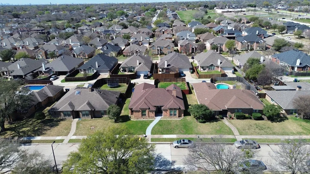Aerial view of residential area