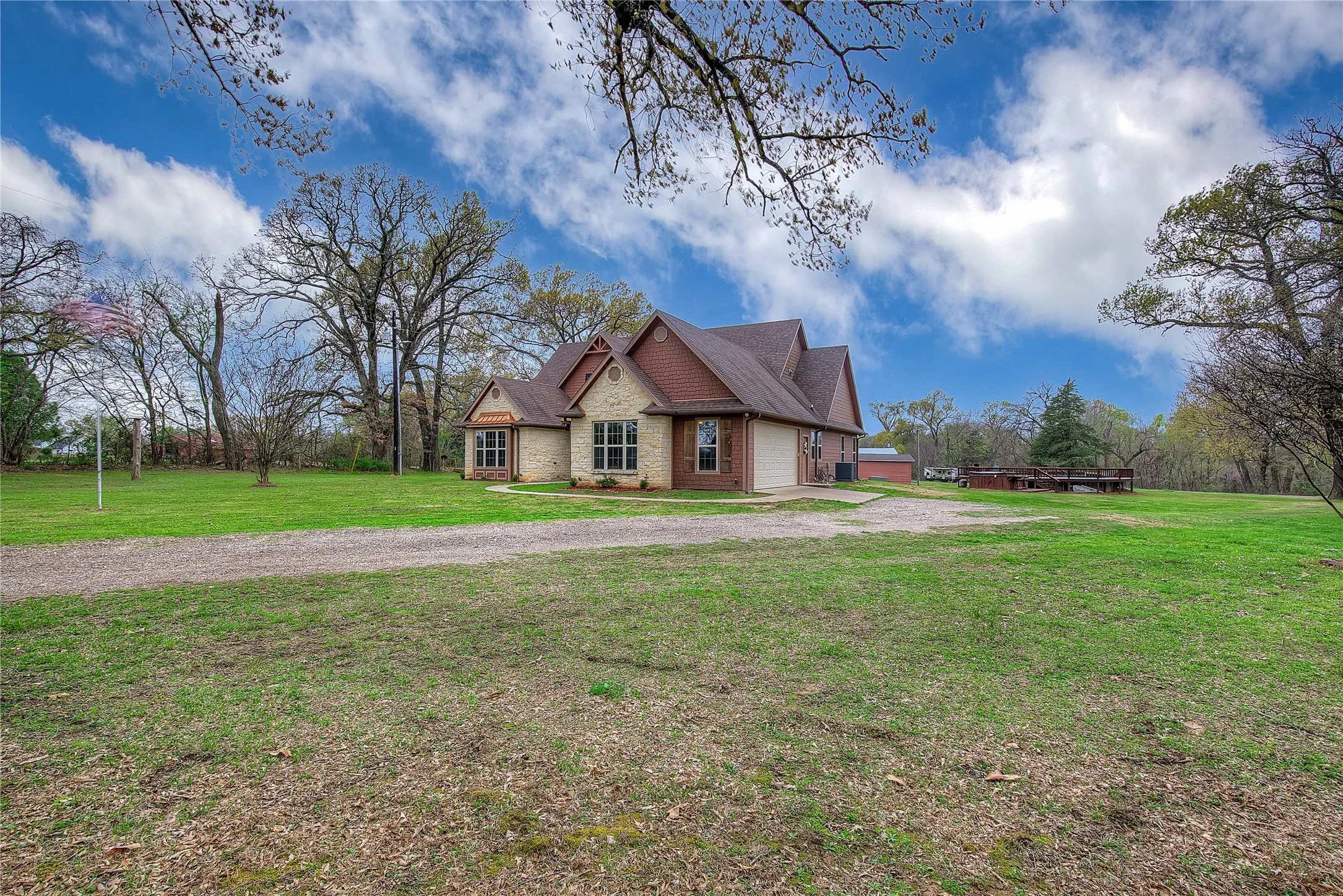 Charming country setting with privacy and scenic surroundings.