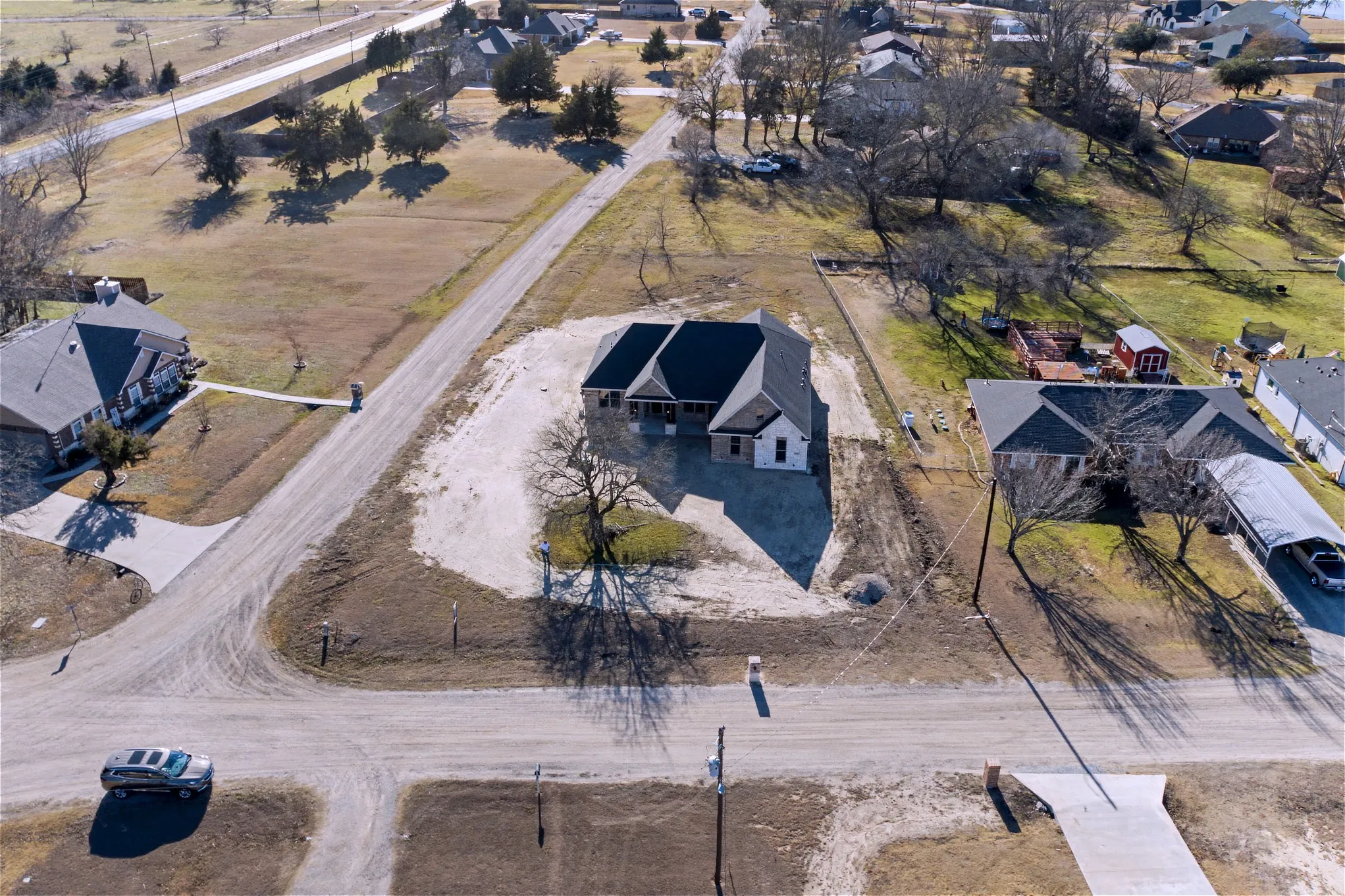 Aerial perspective of suburban area