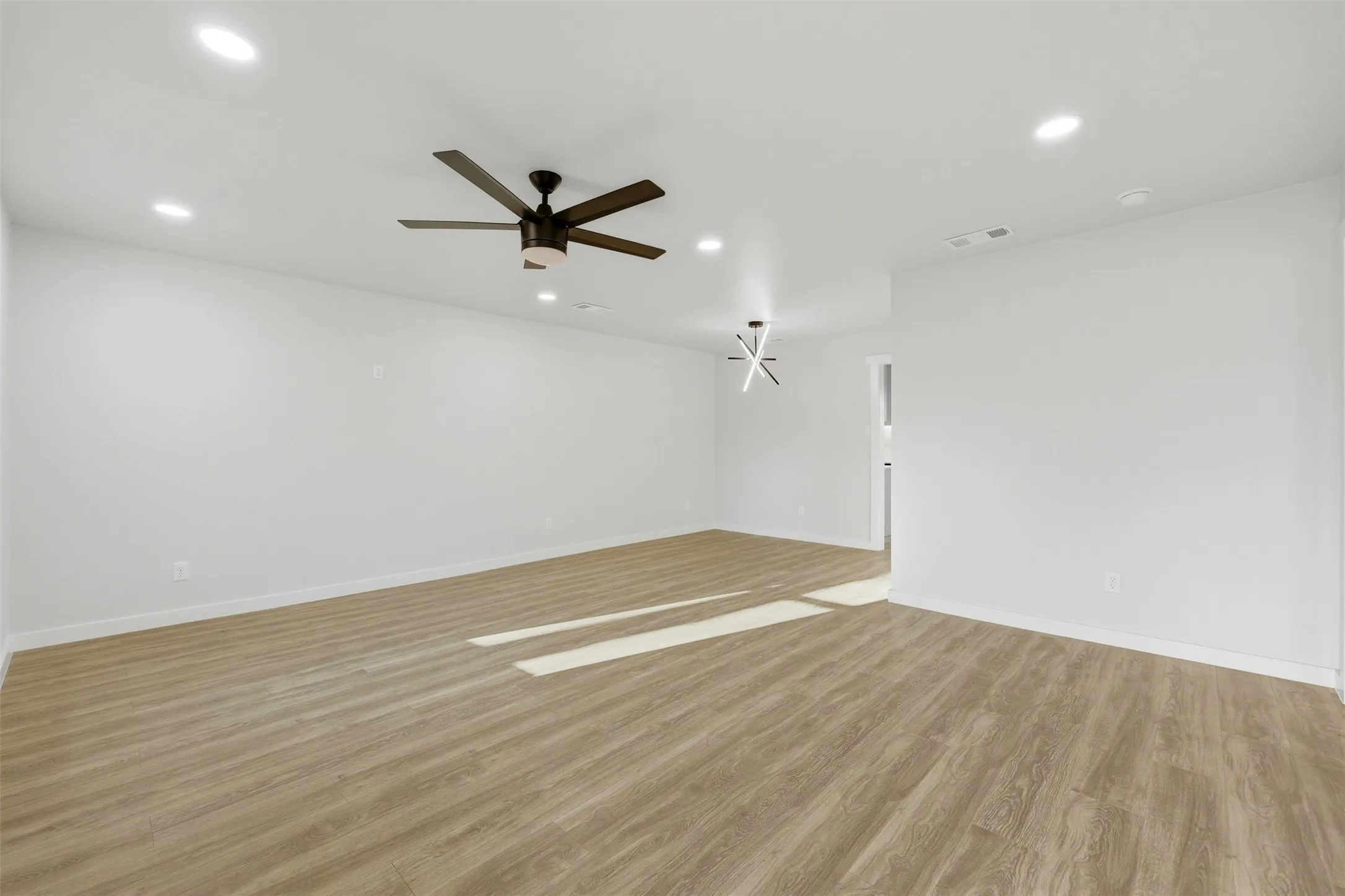 Living room into dining area.