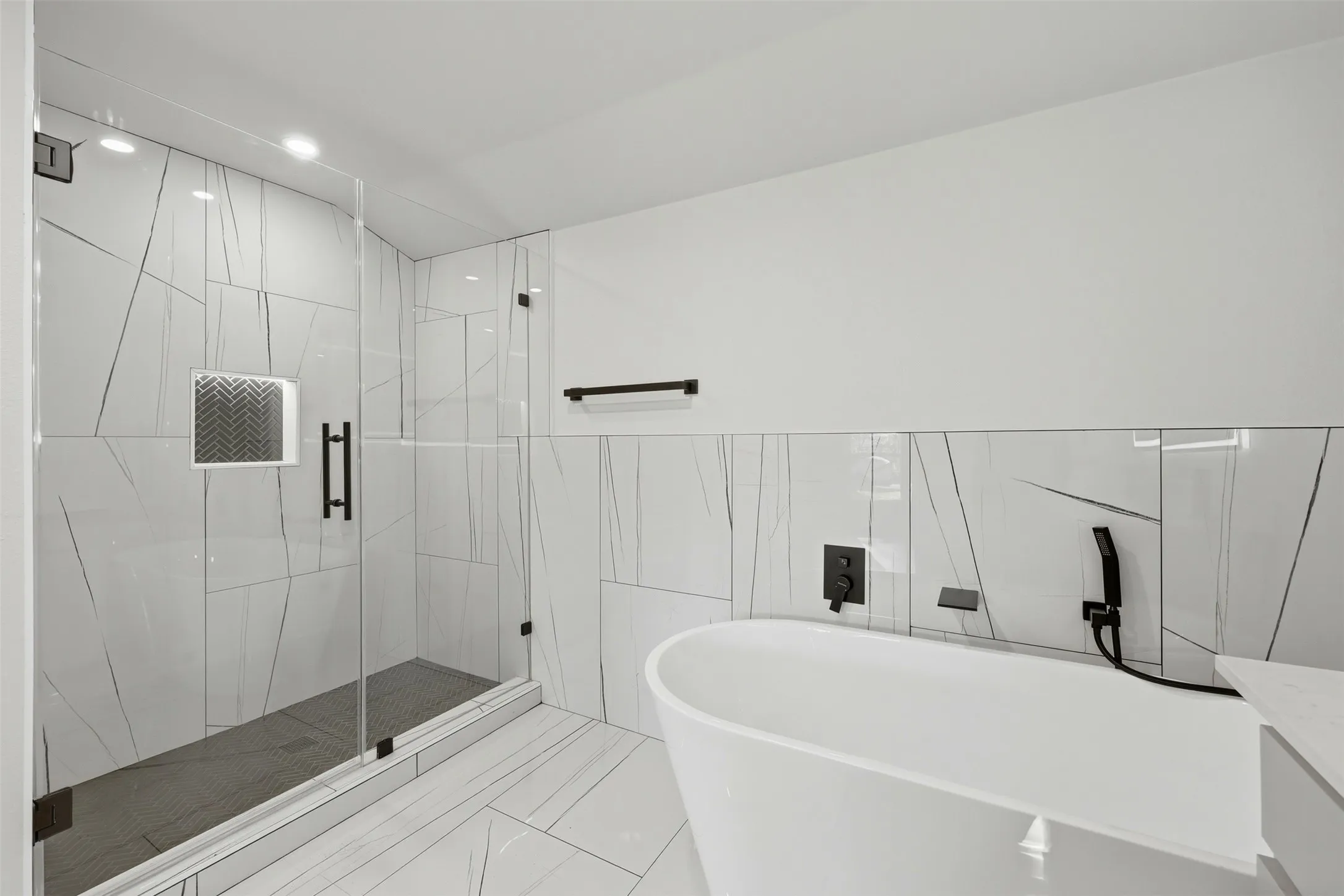 Primary Bath- New soaker tub and spacious walk-in-shower