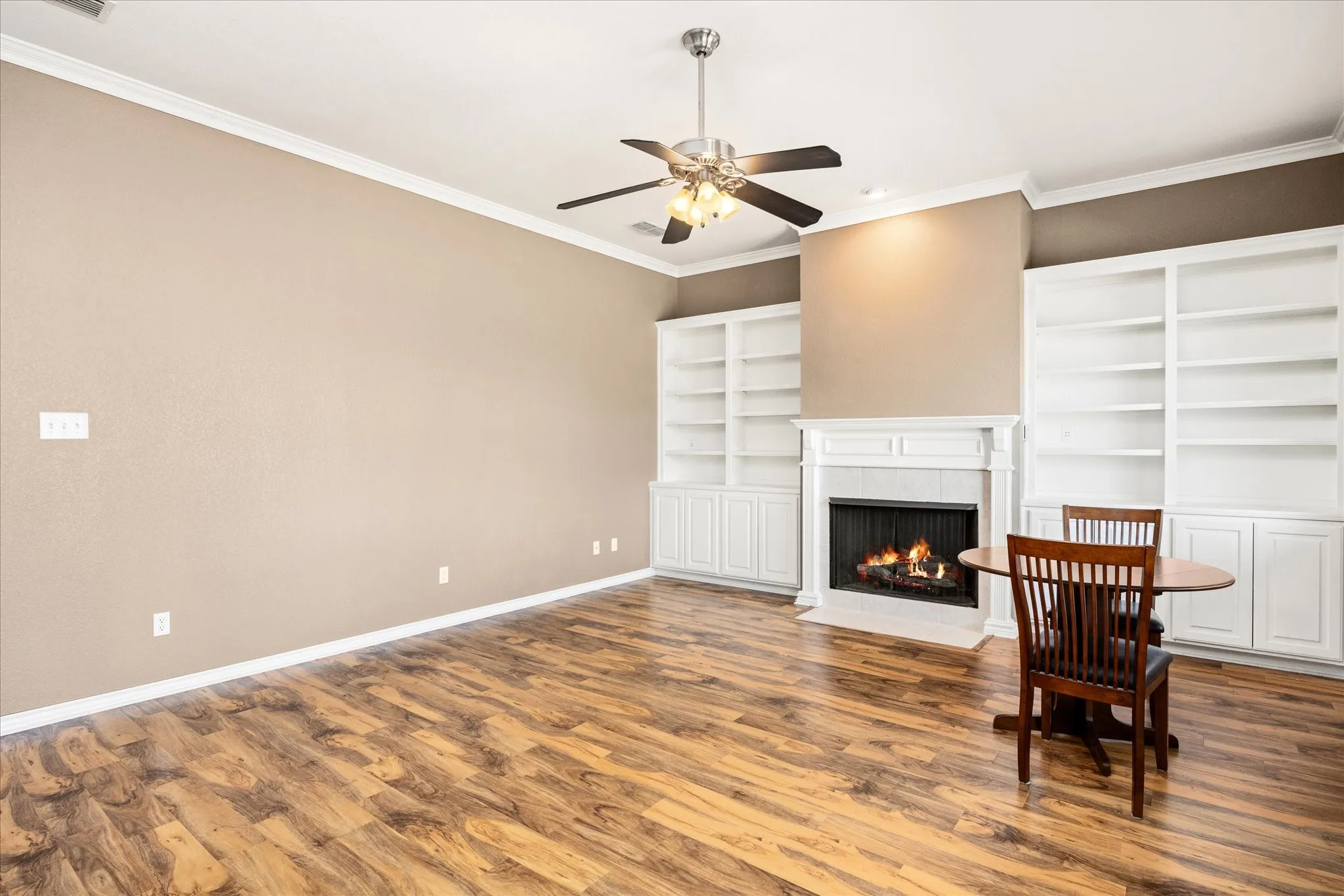 Front of living room with engineered wood flooring.