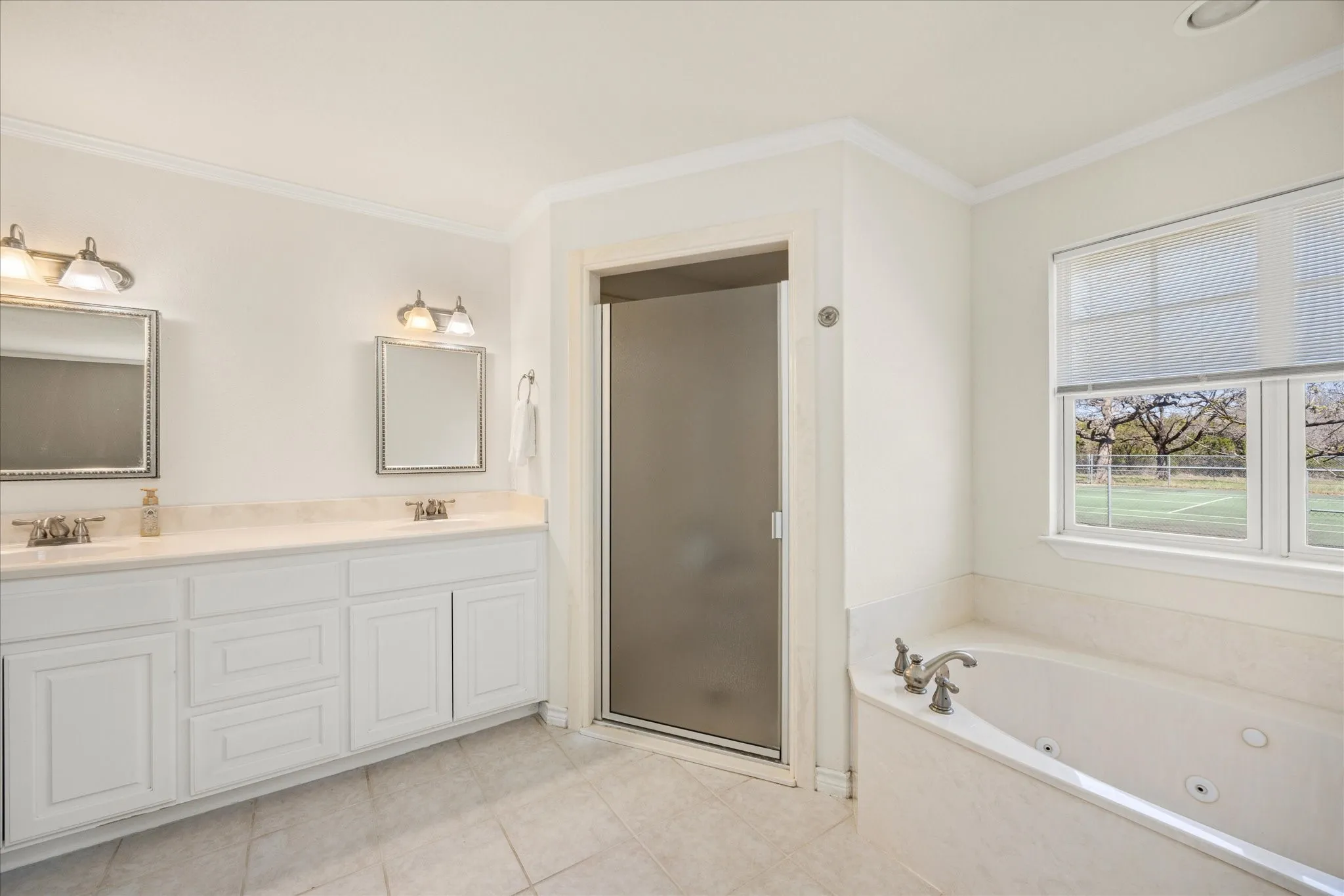 This primary bath is plumbed for a real Bidet. It is not present but could be added very easily.