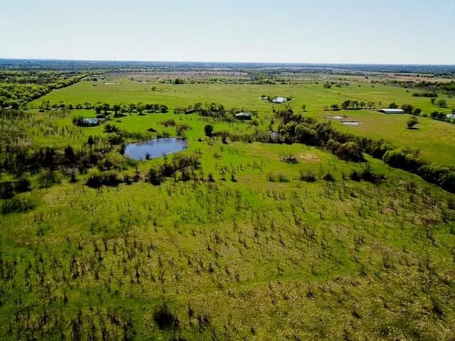 Aerial view of a nearby body of water