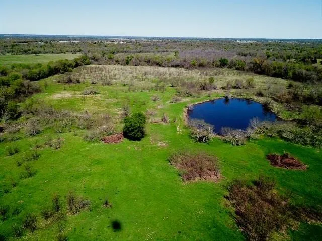 Aerial view of a nearby body of water