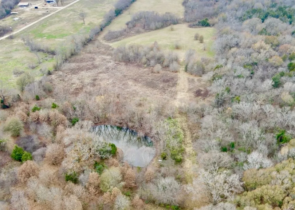 Birds eye view of property with a rural view