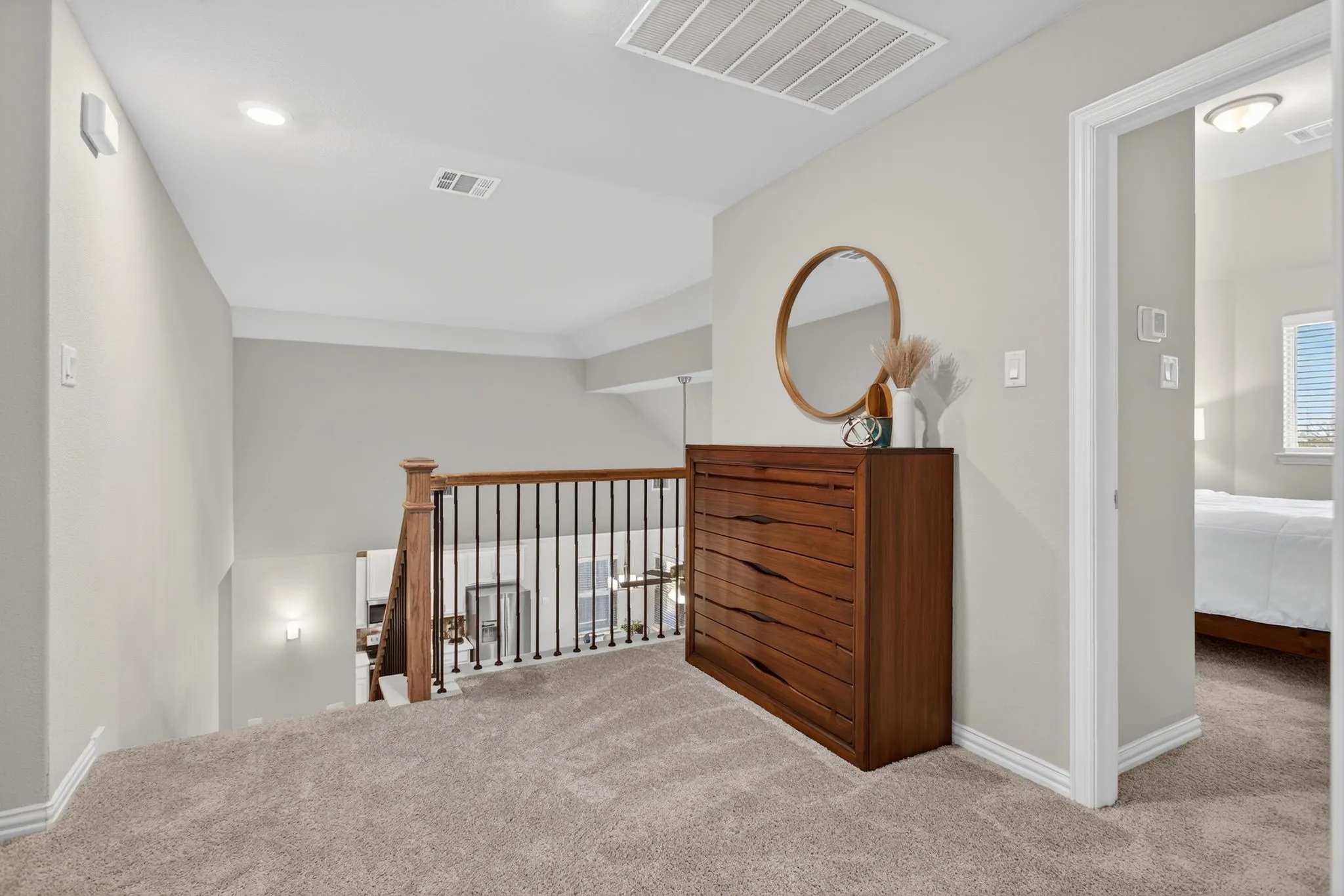 Landing area at the top of the stairs.