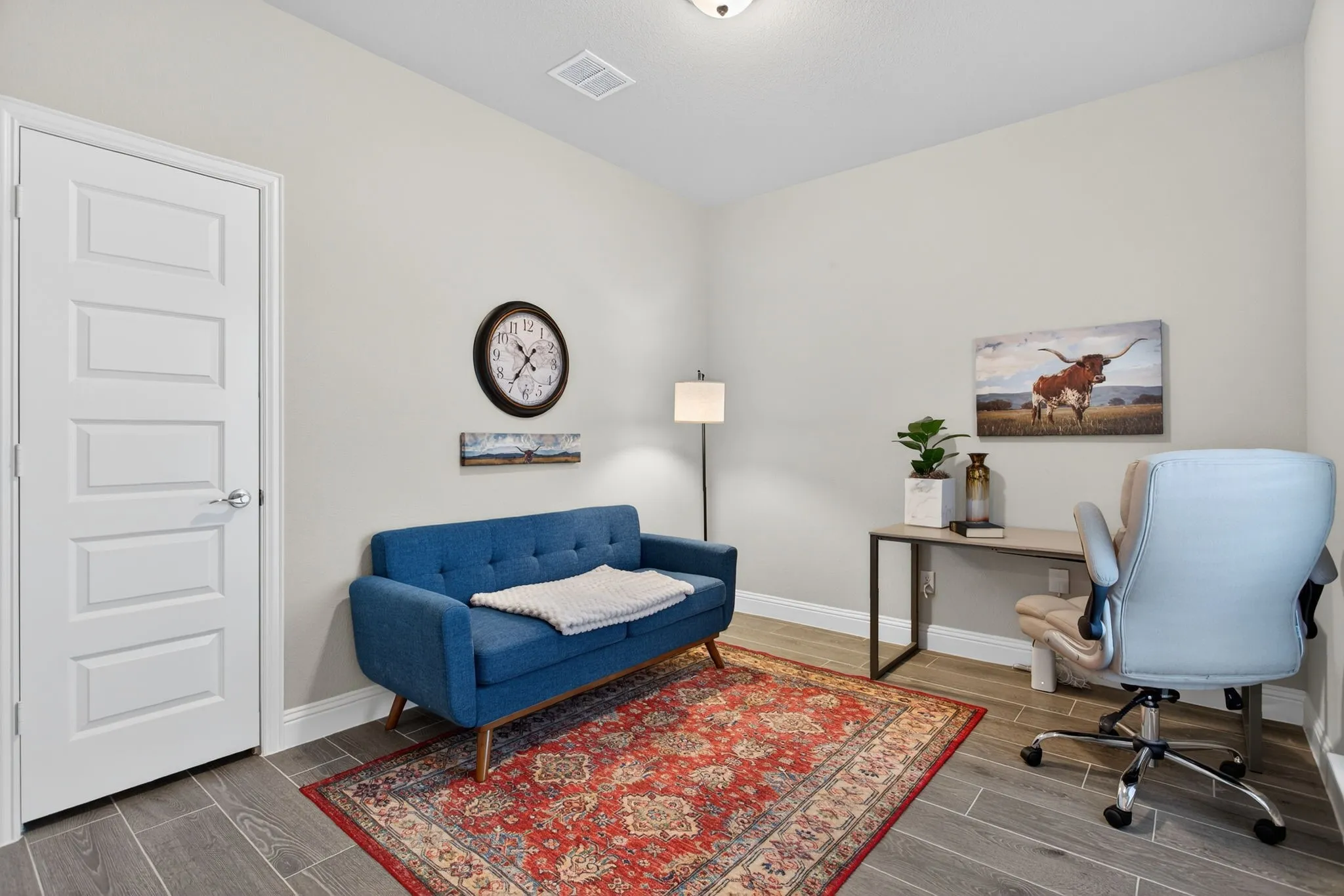Downstairs bedroom is being used as an office.