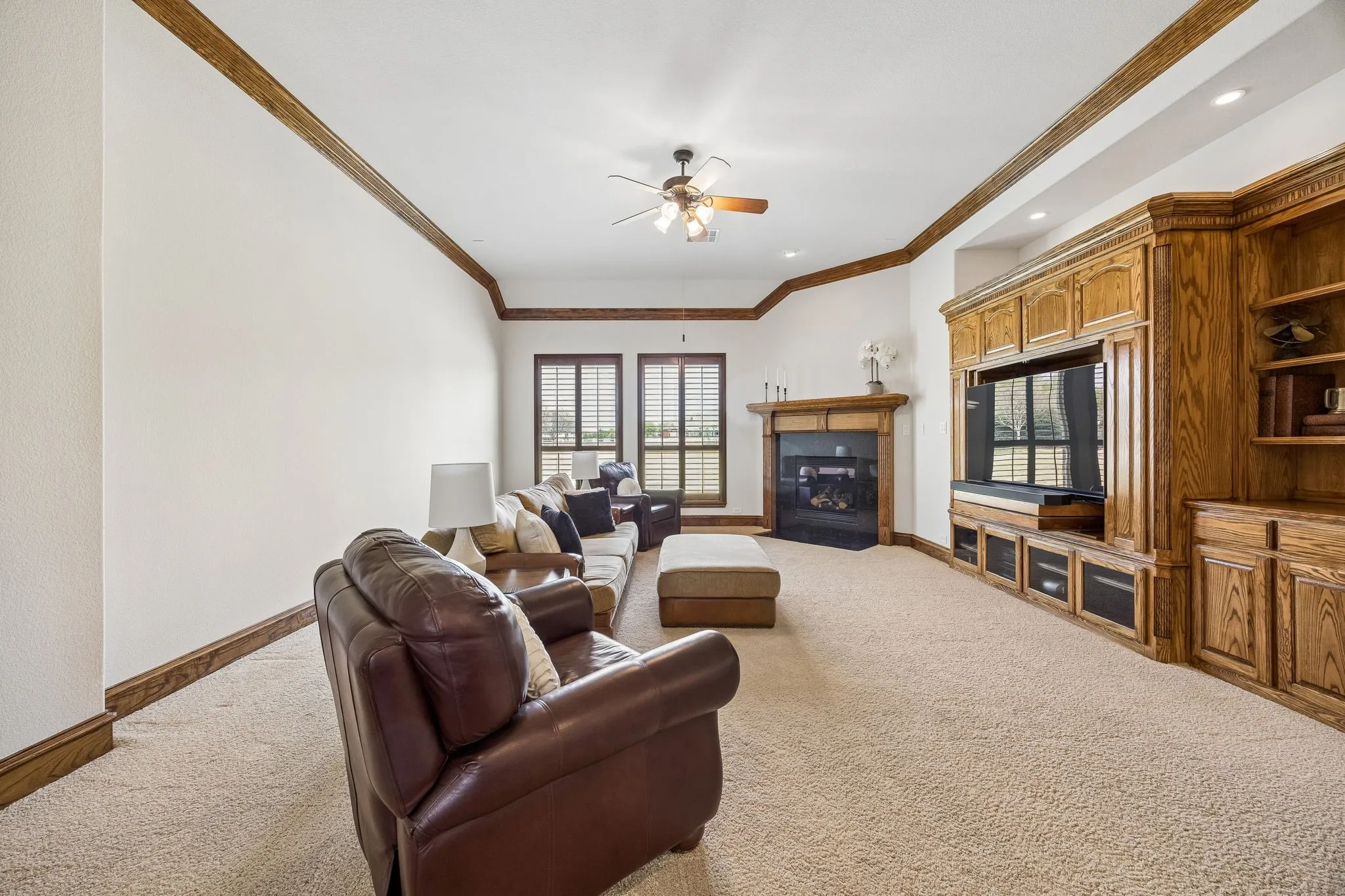 Inviting living room with gas fireplace
