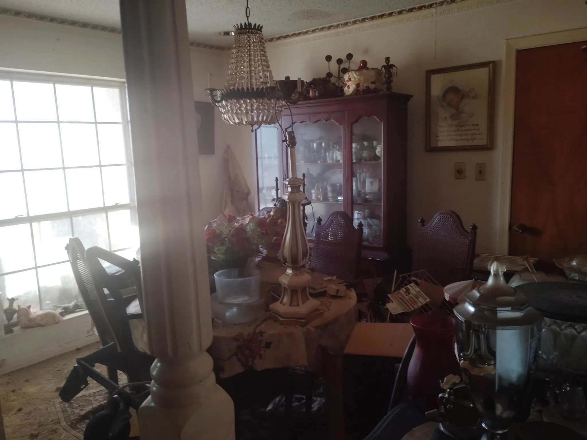 Dining space featuring hanging lights