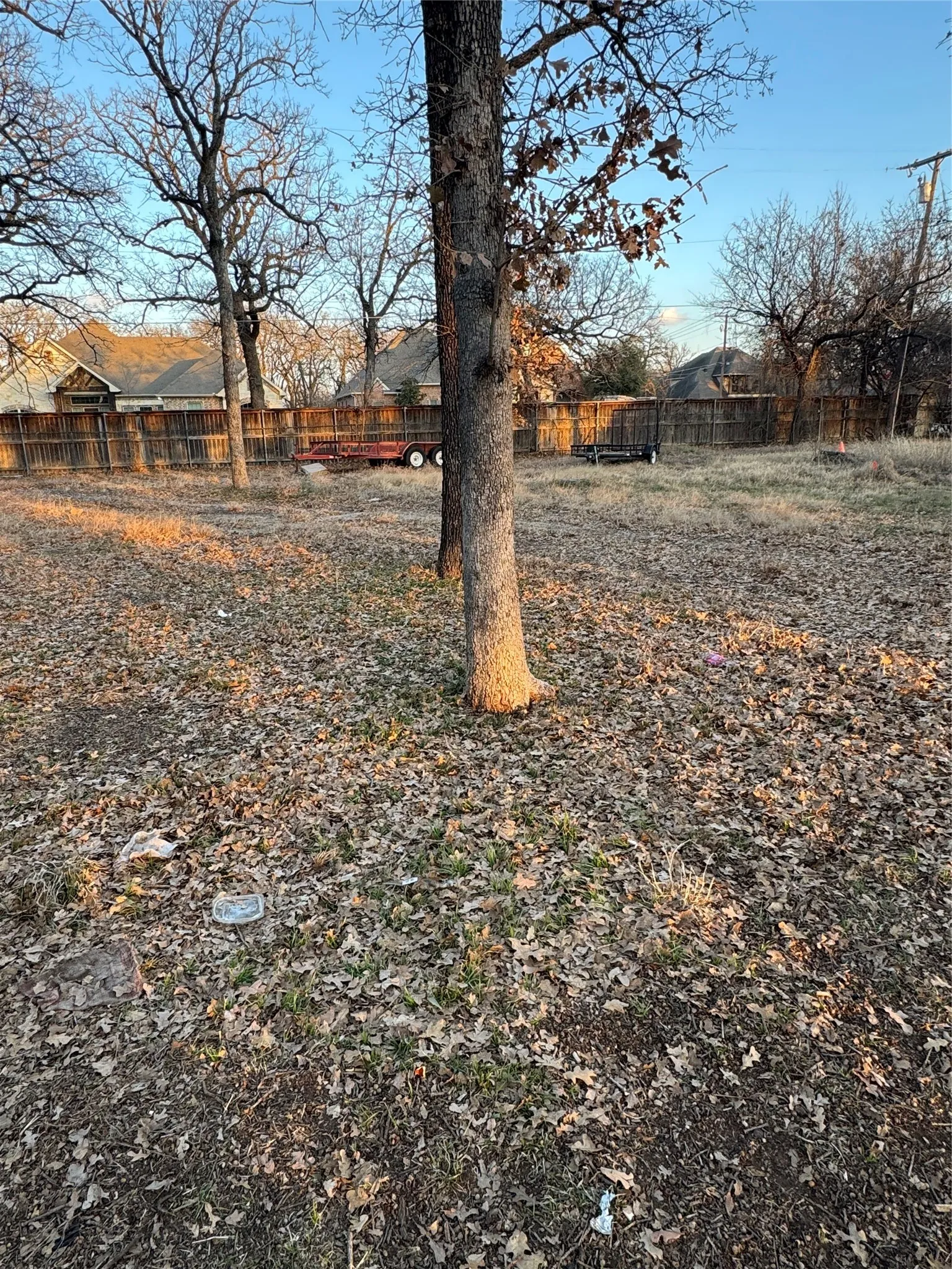 View of fenced backyard