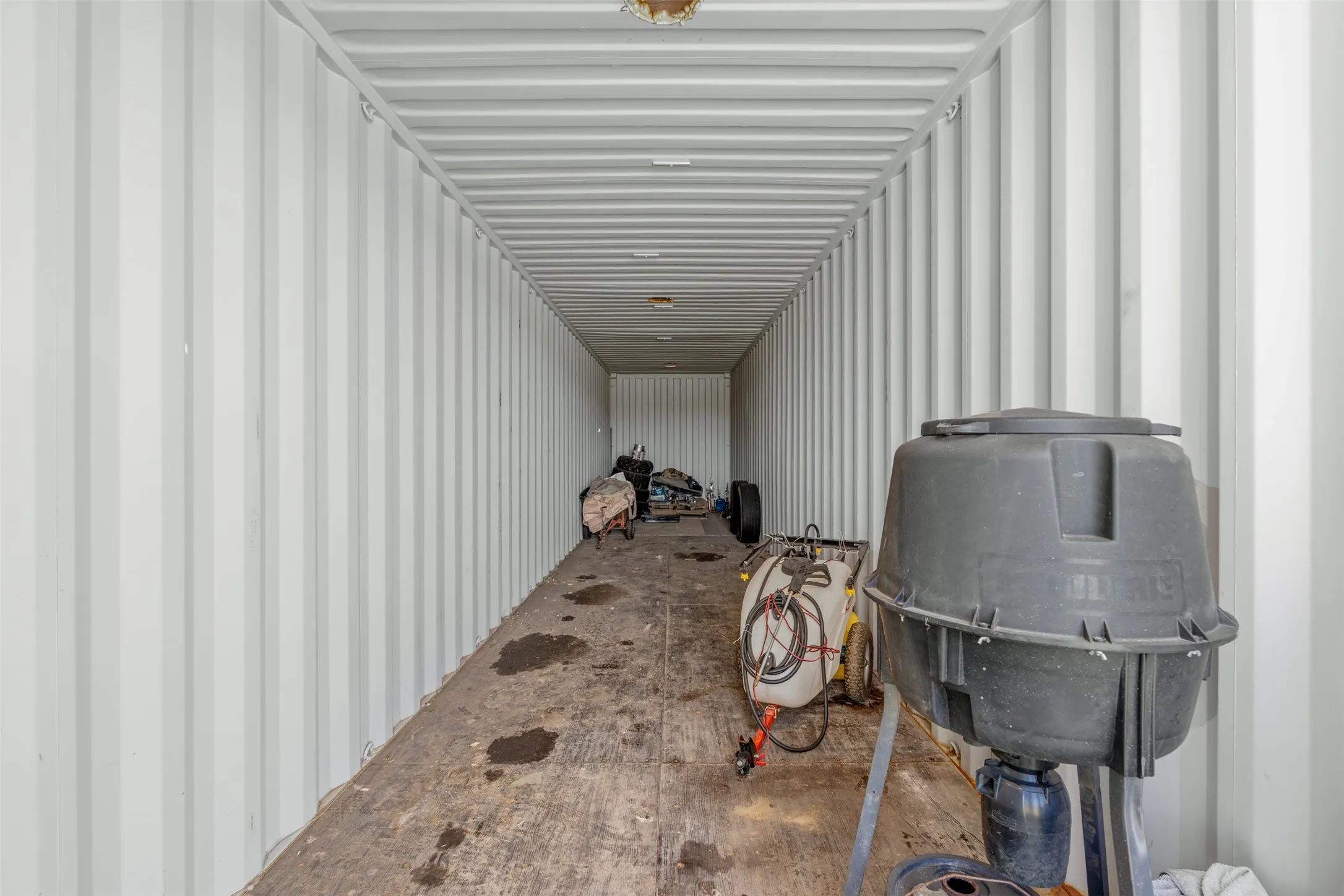 Equipment storage container with covered parking on 13 acre Whitney property
