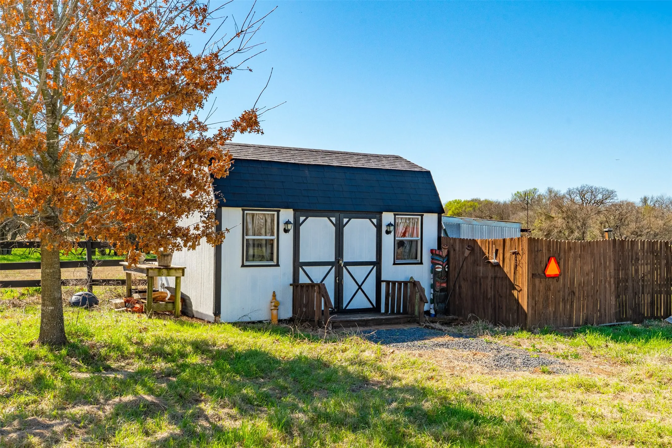 Small storage shed on rural Whitney Texas property