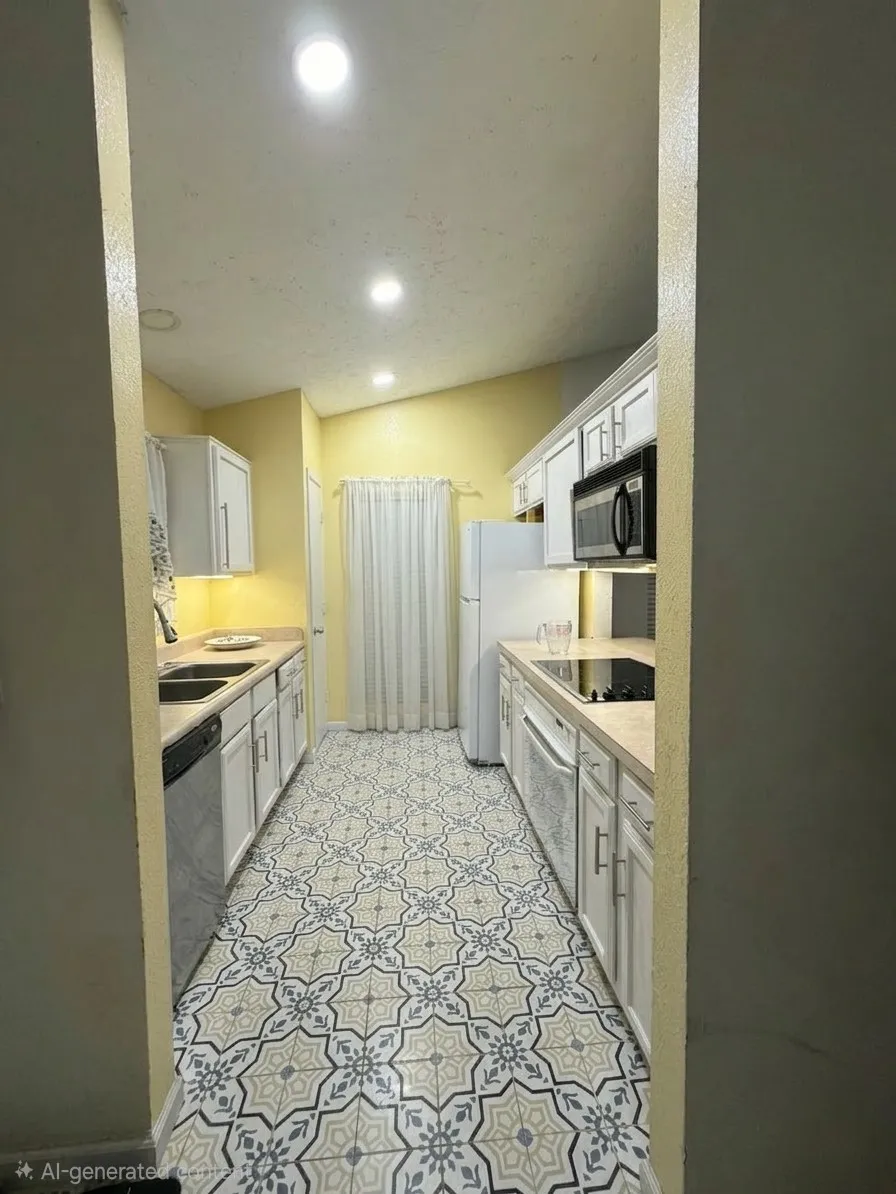 Kitchen with white cabinets, light countertops, stainless steel appliances, and recessed lighting