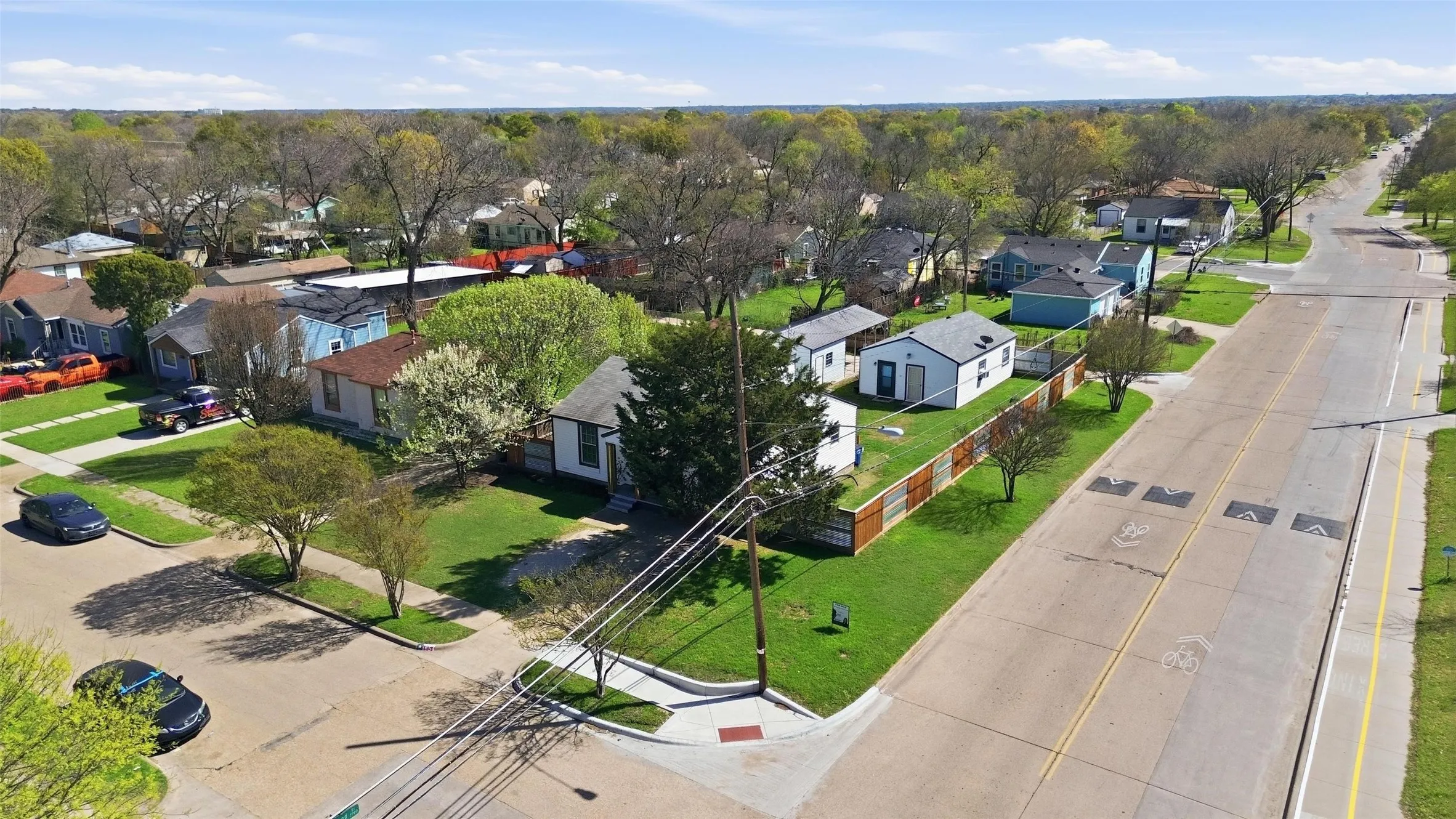 Aerial perspective of suburban area