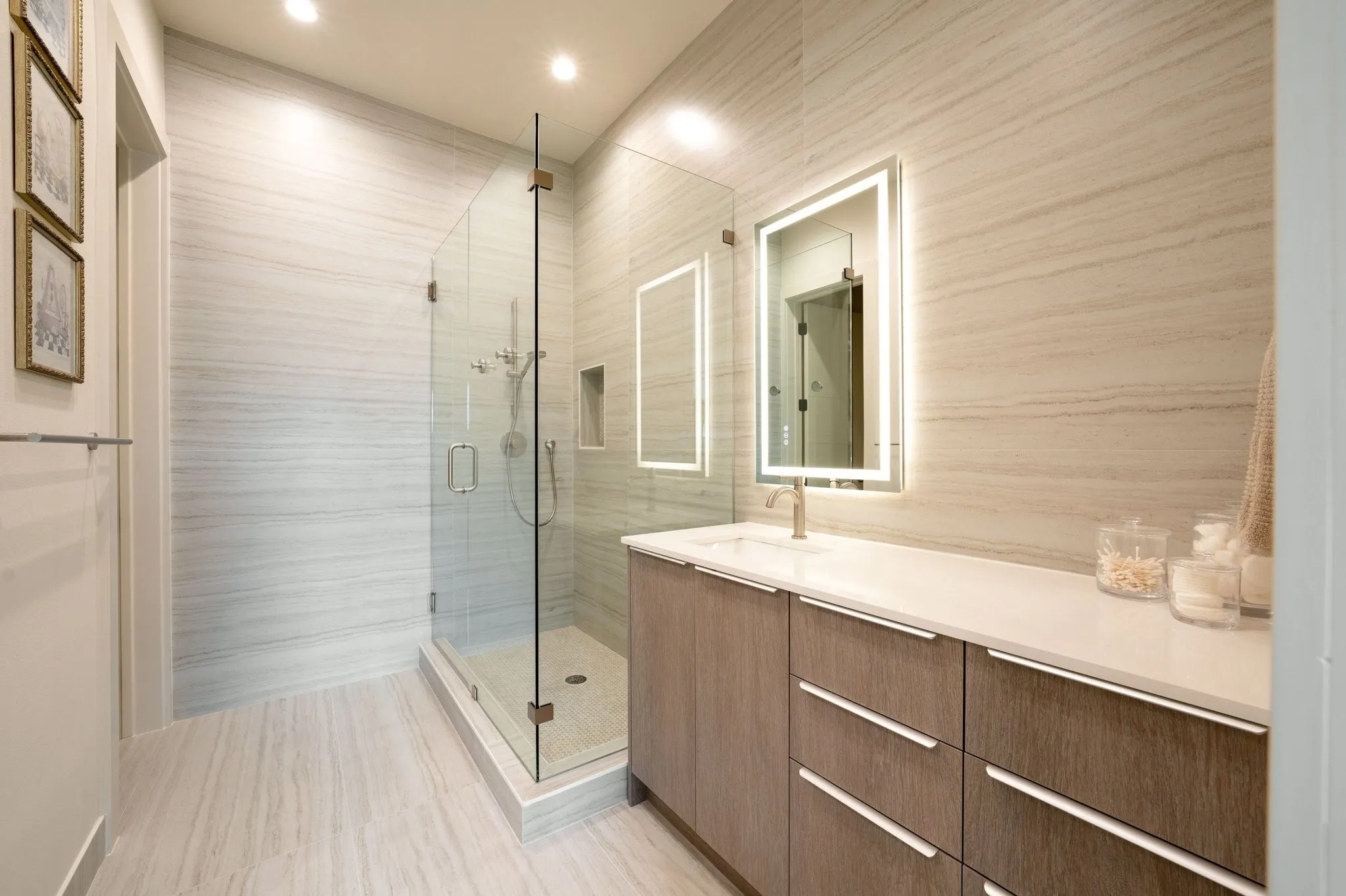 Ensuite Bathroom with modern vanity and stall shower
