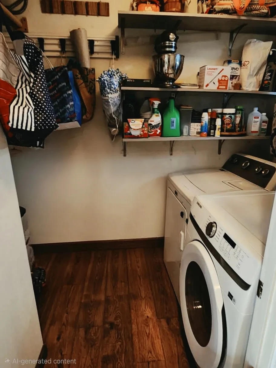 “Dedicated laundry space with storage”