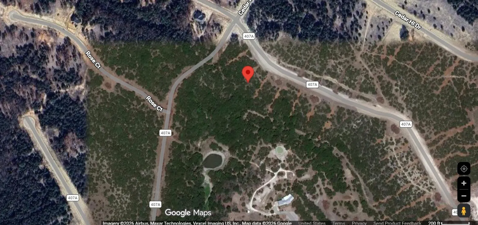 Aerial satelite view of property location