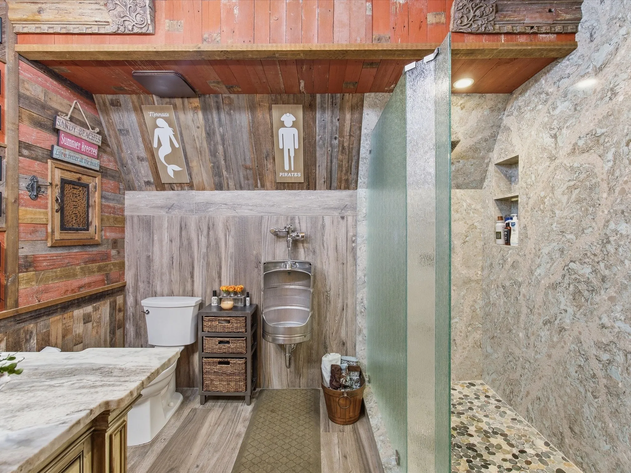 Full bathroom with walk in shower.