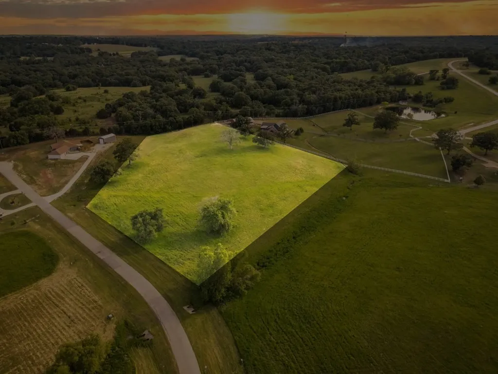 Aerial view at dusk with a rural view