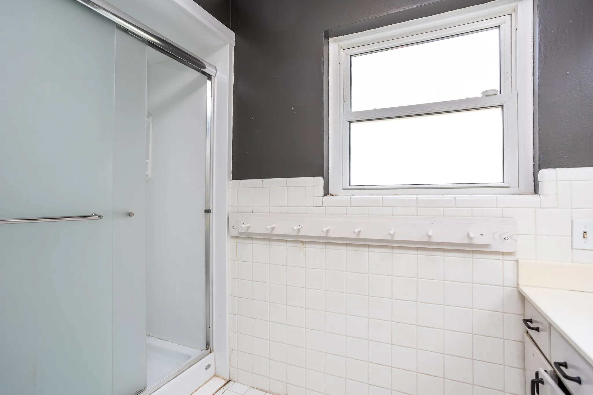 Hall bath has shower.