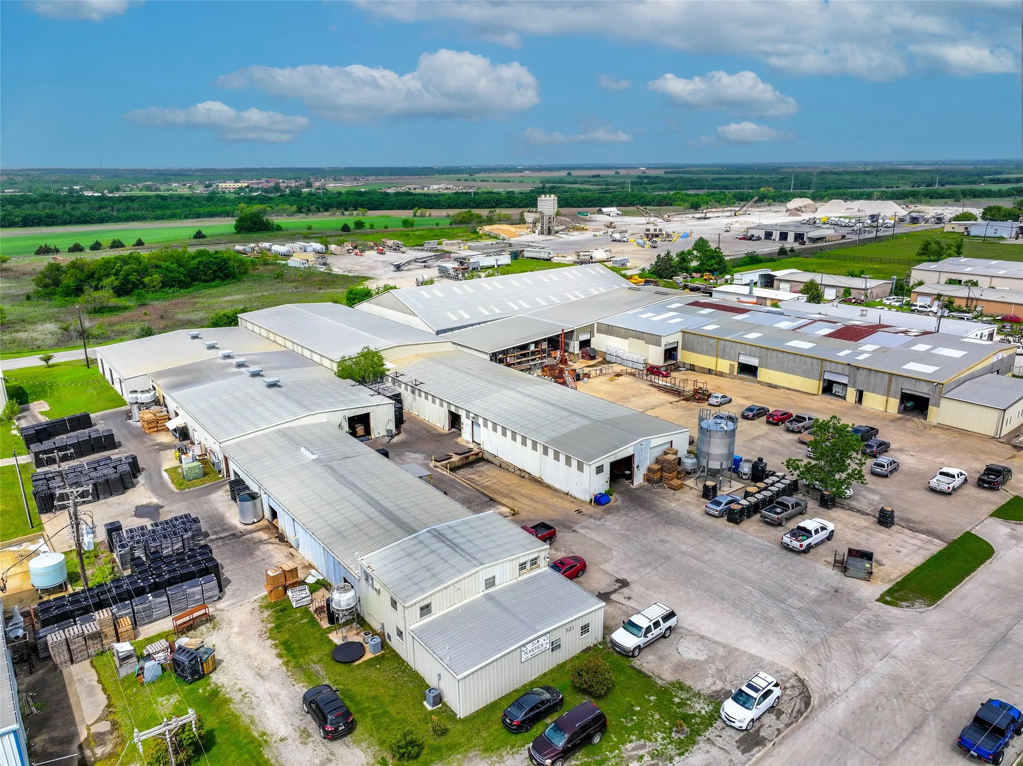 Aerial view of industrial structures