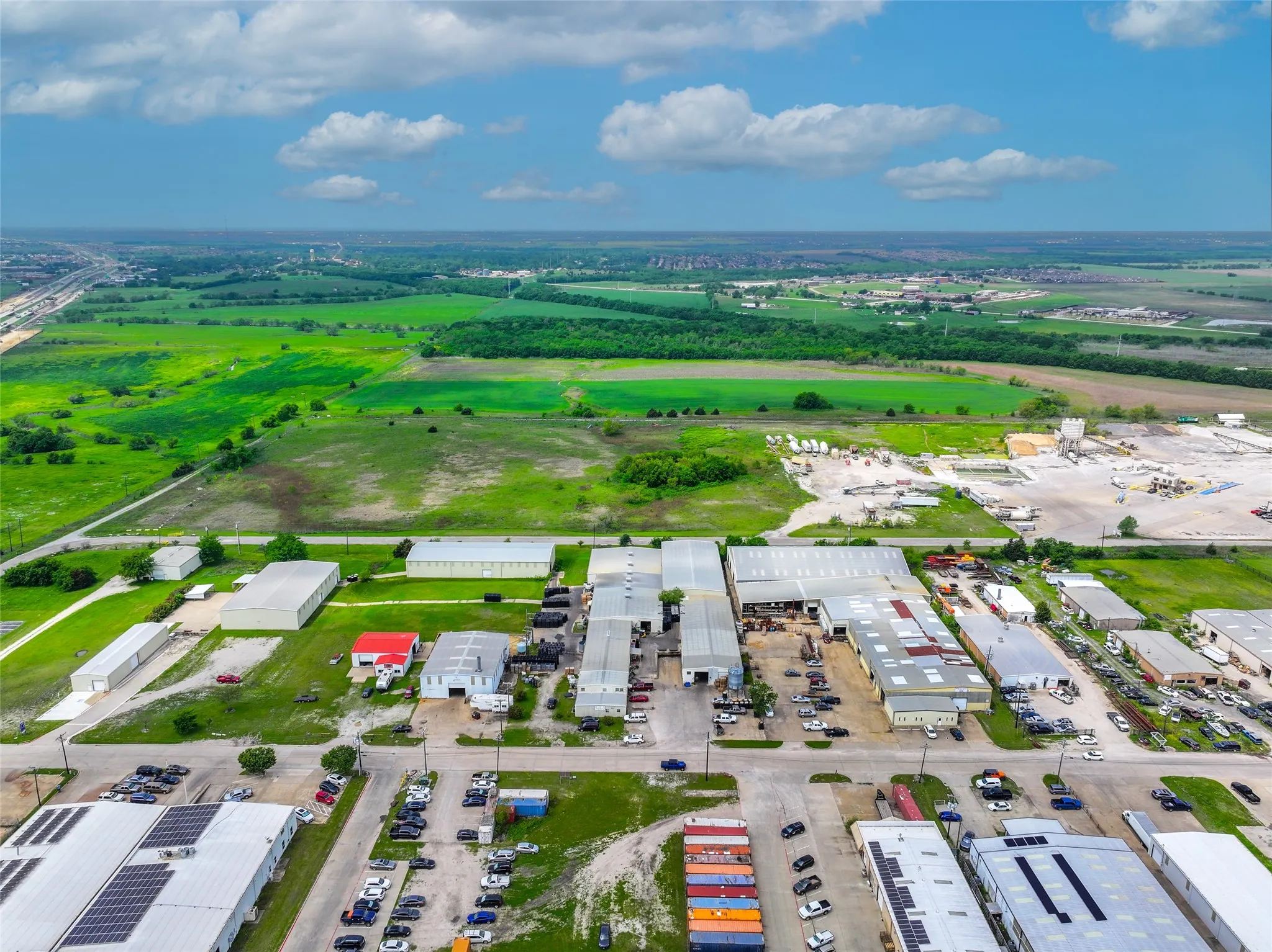Aerial view of industrial structures
