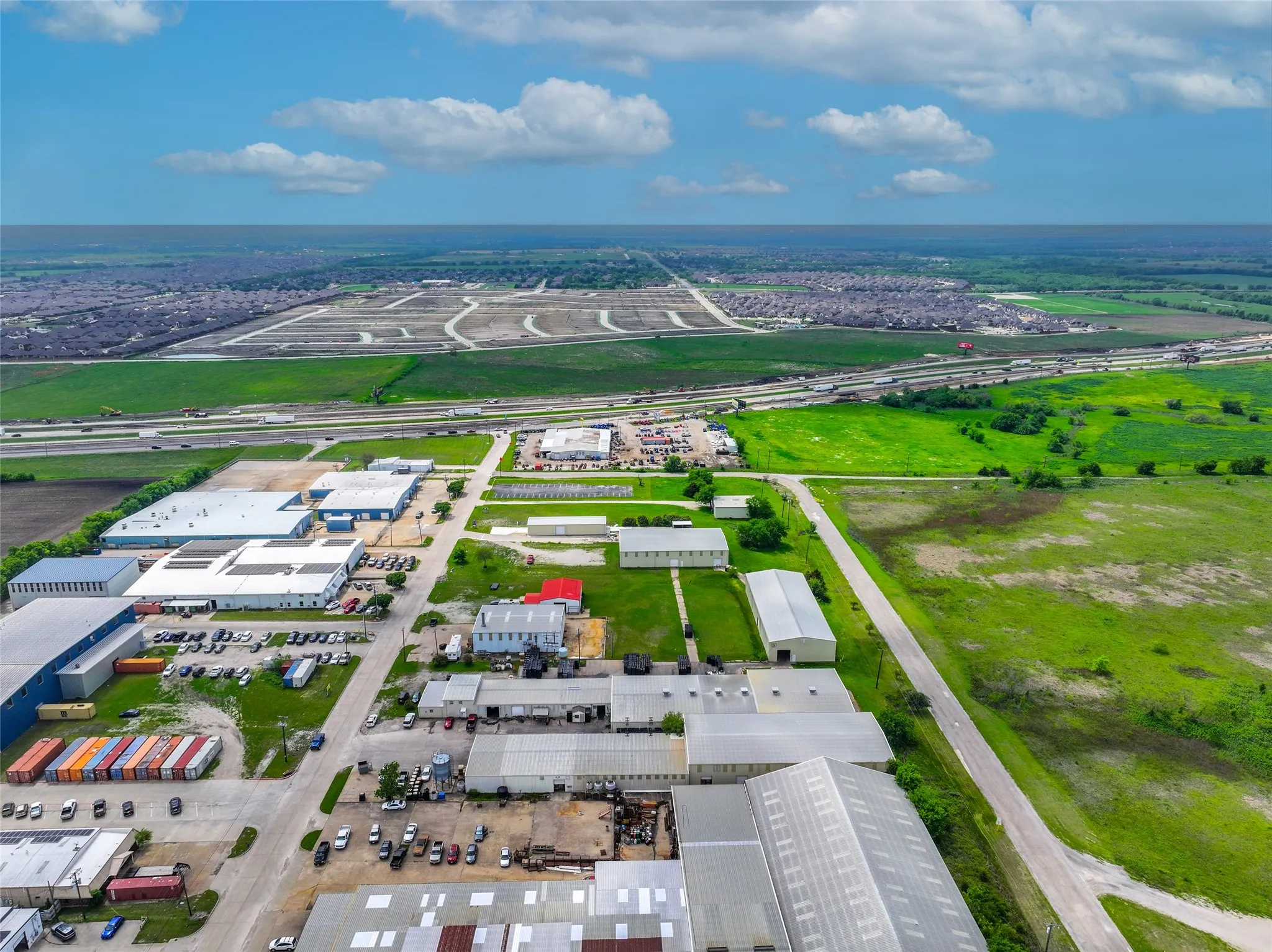 Aerial view of industrial structures