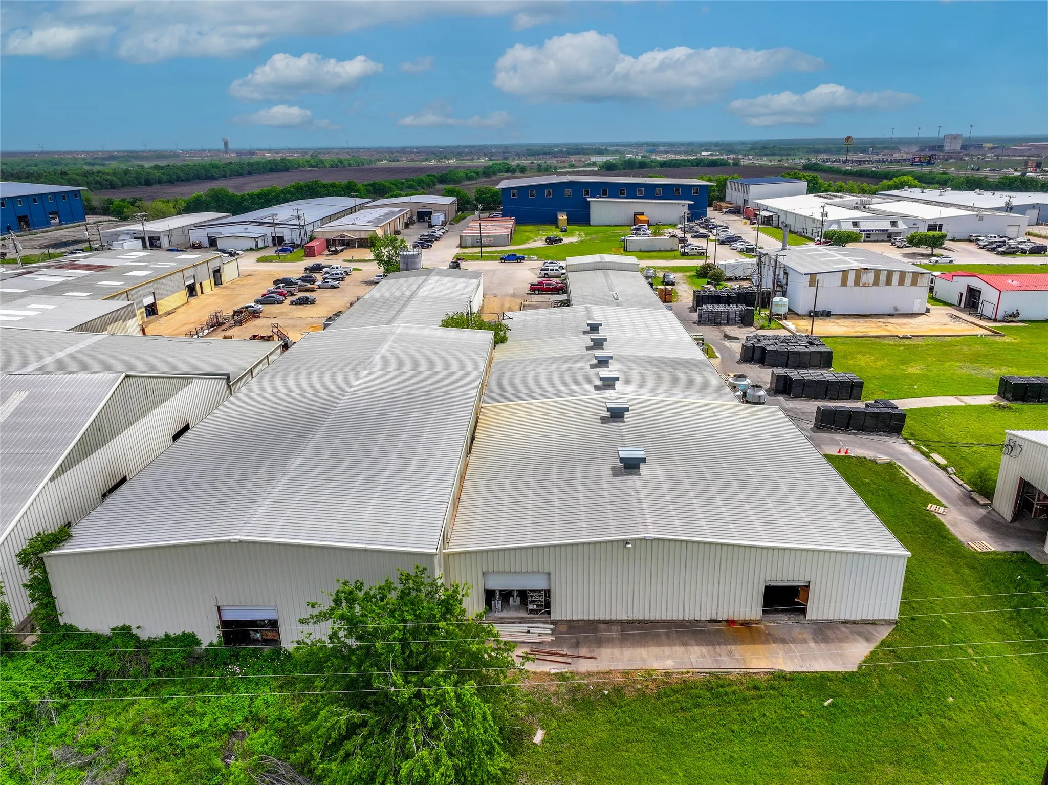 Aerial view of an industrial area
