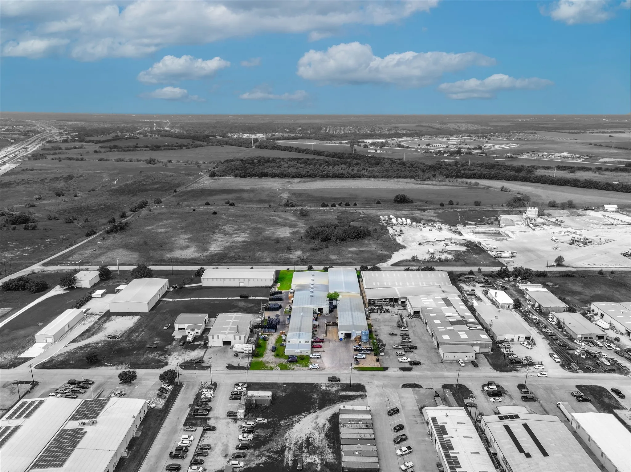 Aerial view of an industrial area