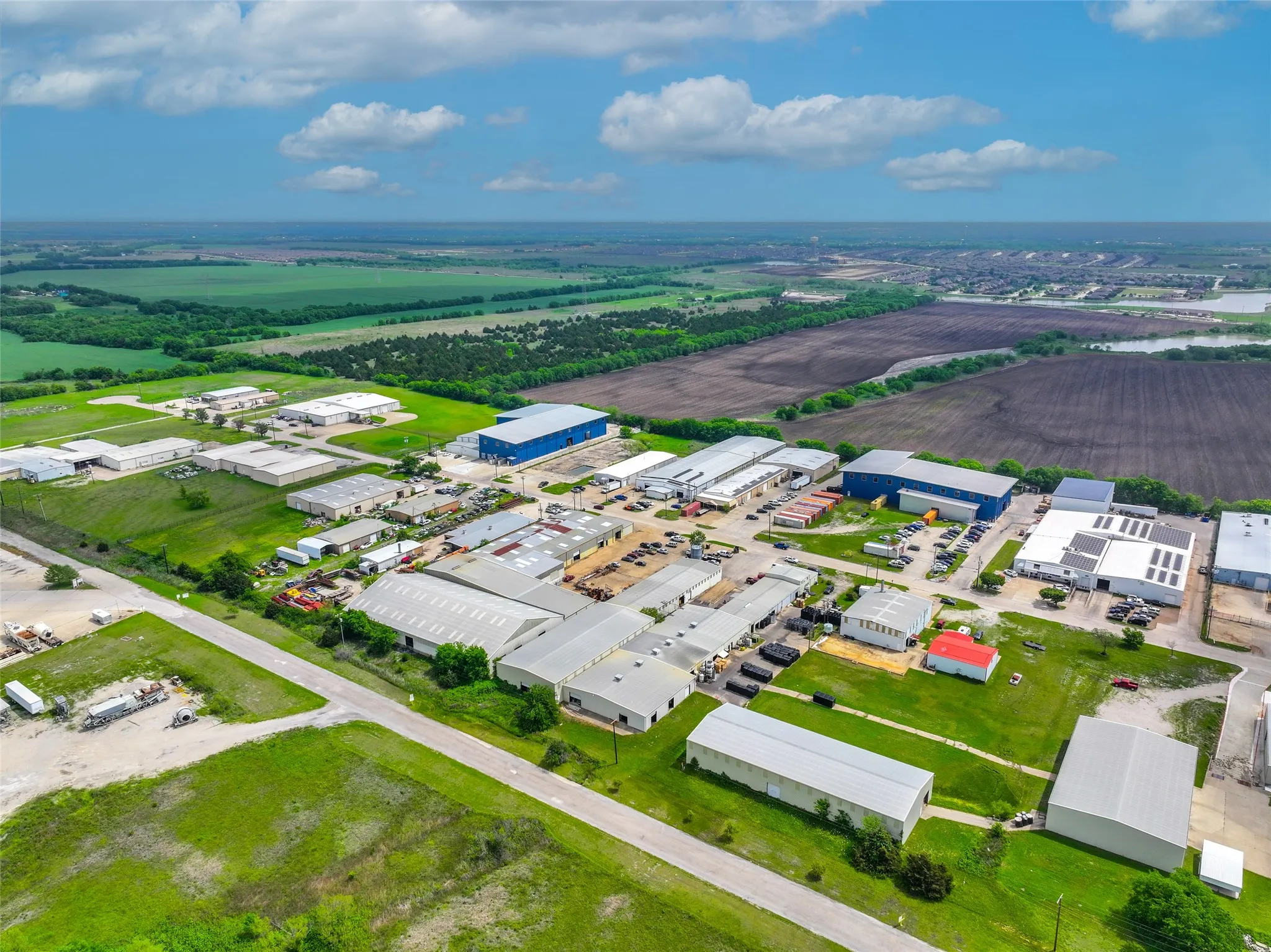 Aerial view of an industrial area